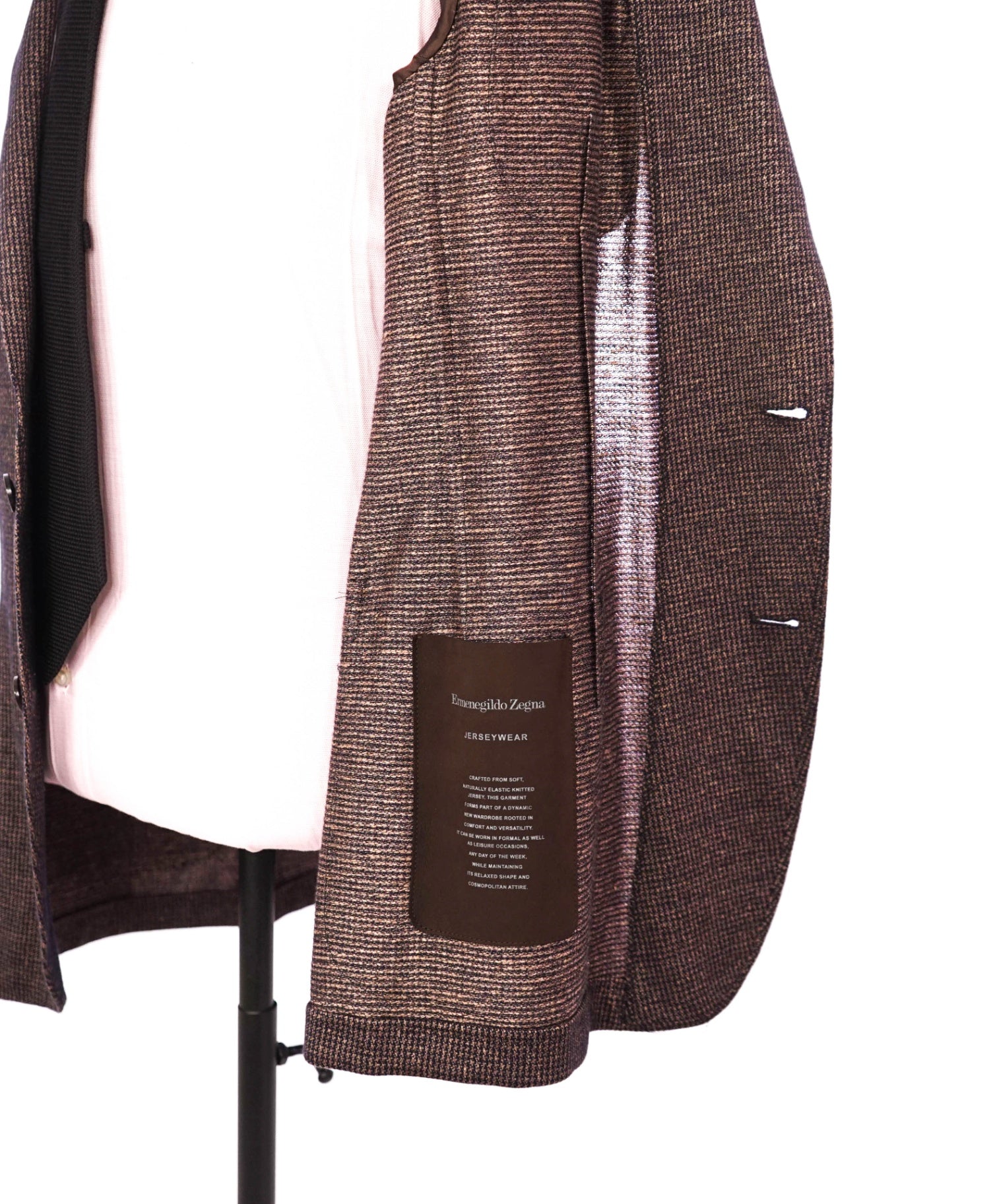 $6,250 ZEGNA - Brown Houndstooth Linen/Cashmere/Silk Blazer - 46R