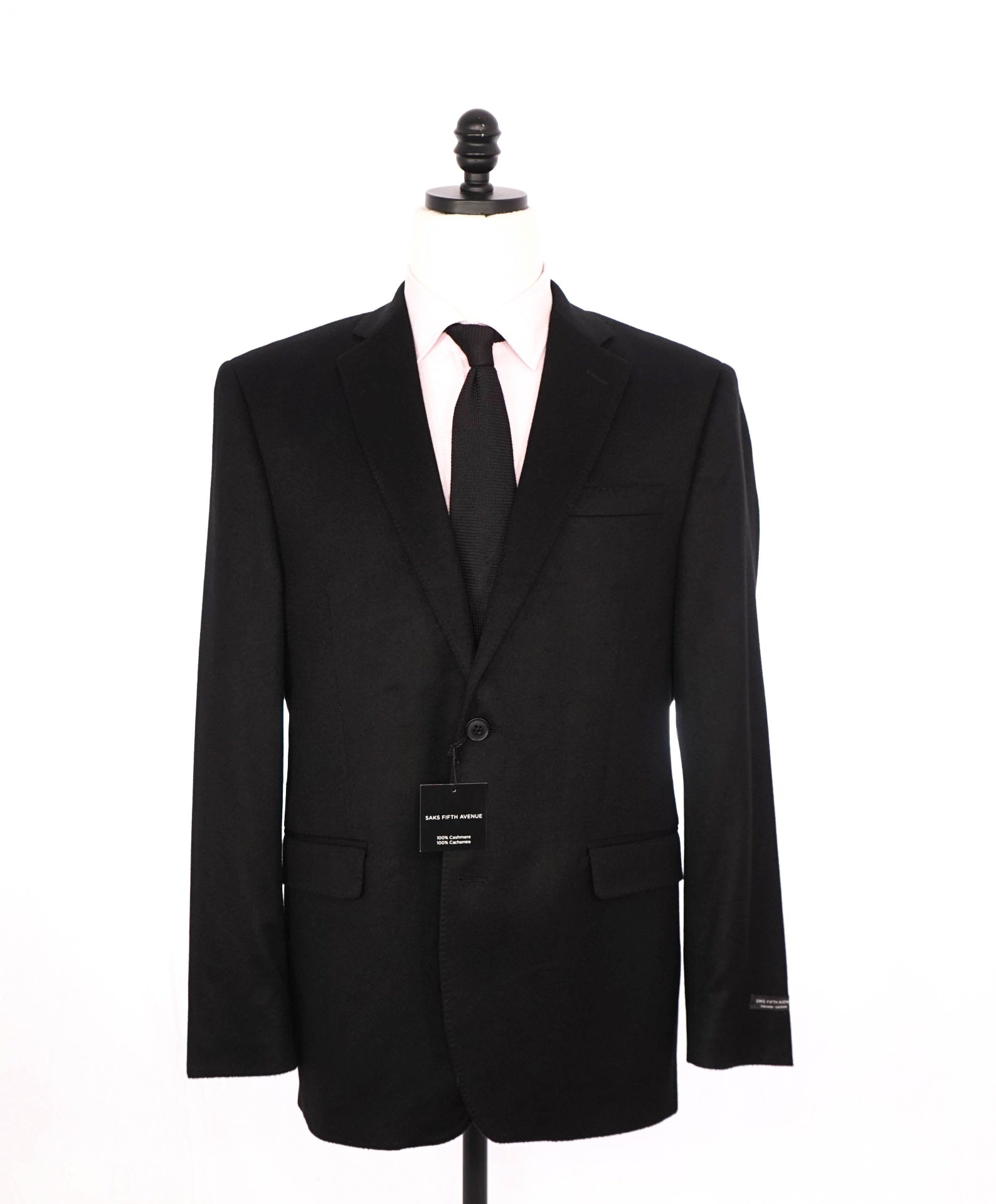 $1,295 SAKS FIFTH AVENUE - Solid Black Pure Cashmere Blazer - 42R
