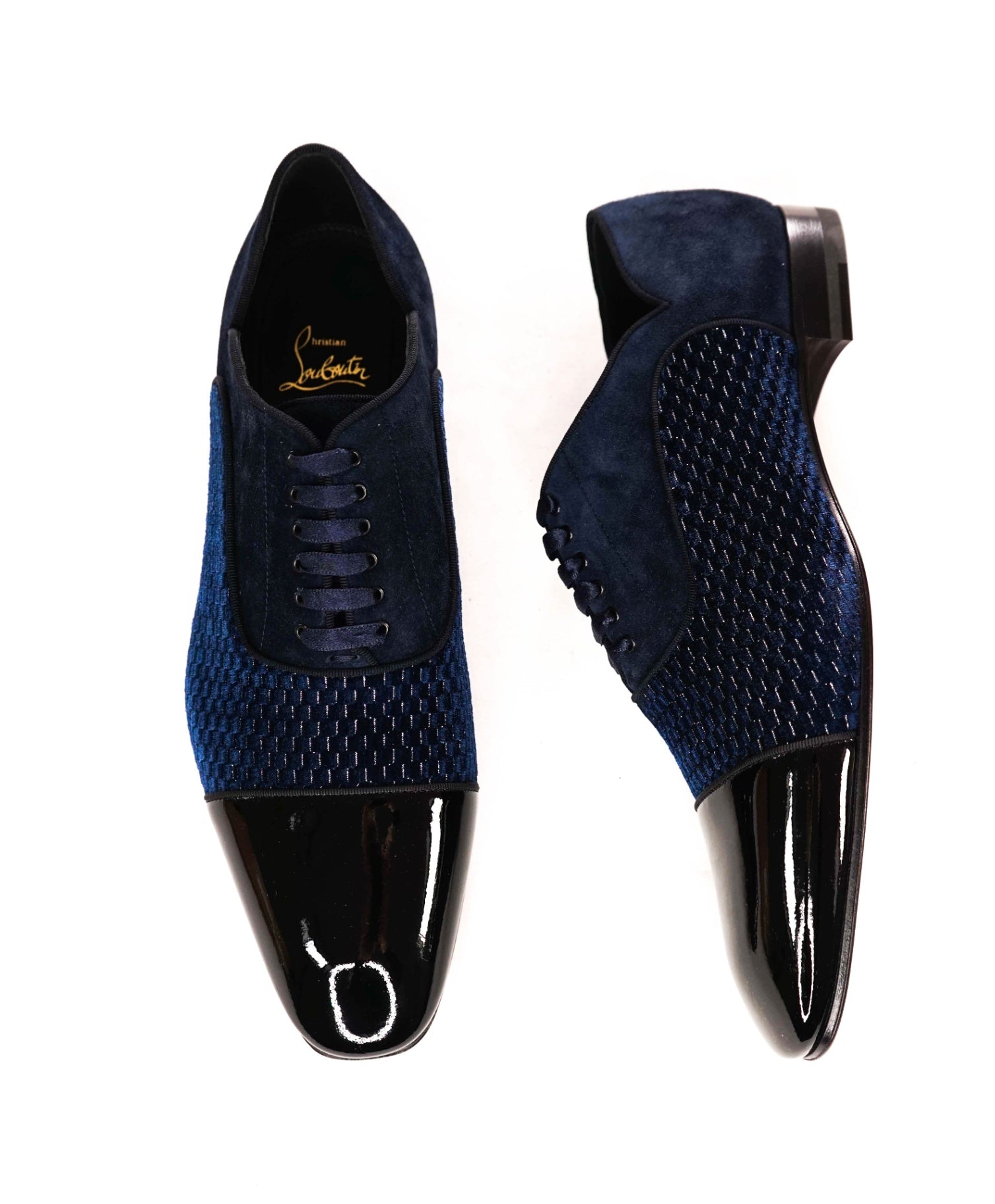 $1,200 LOUBOUTIN - Blue Leather "GREGGY CHICK" Oxfords - US 12 (45EU)