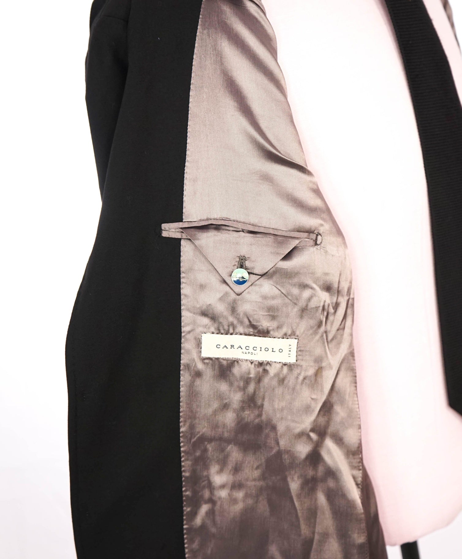 $1,295 CARACCIOLO - Solid Black Wool 2/3-Btn Jacket Overshirt - 48R