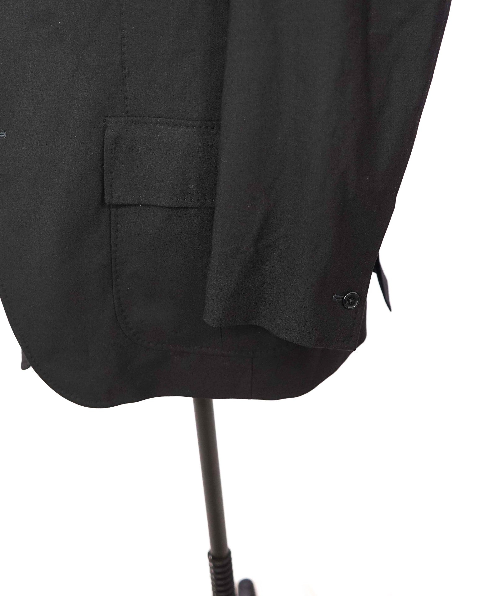 $1,295 CARACCIOLO - Solid Black Wool 2/3-Btn Jacket Overshirt - 48R