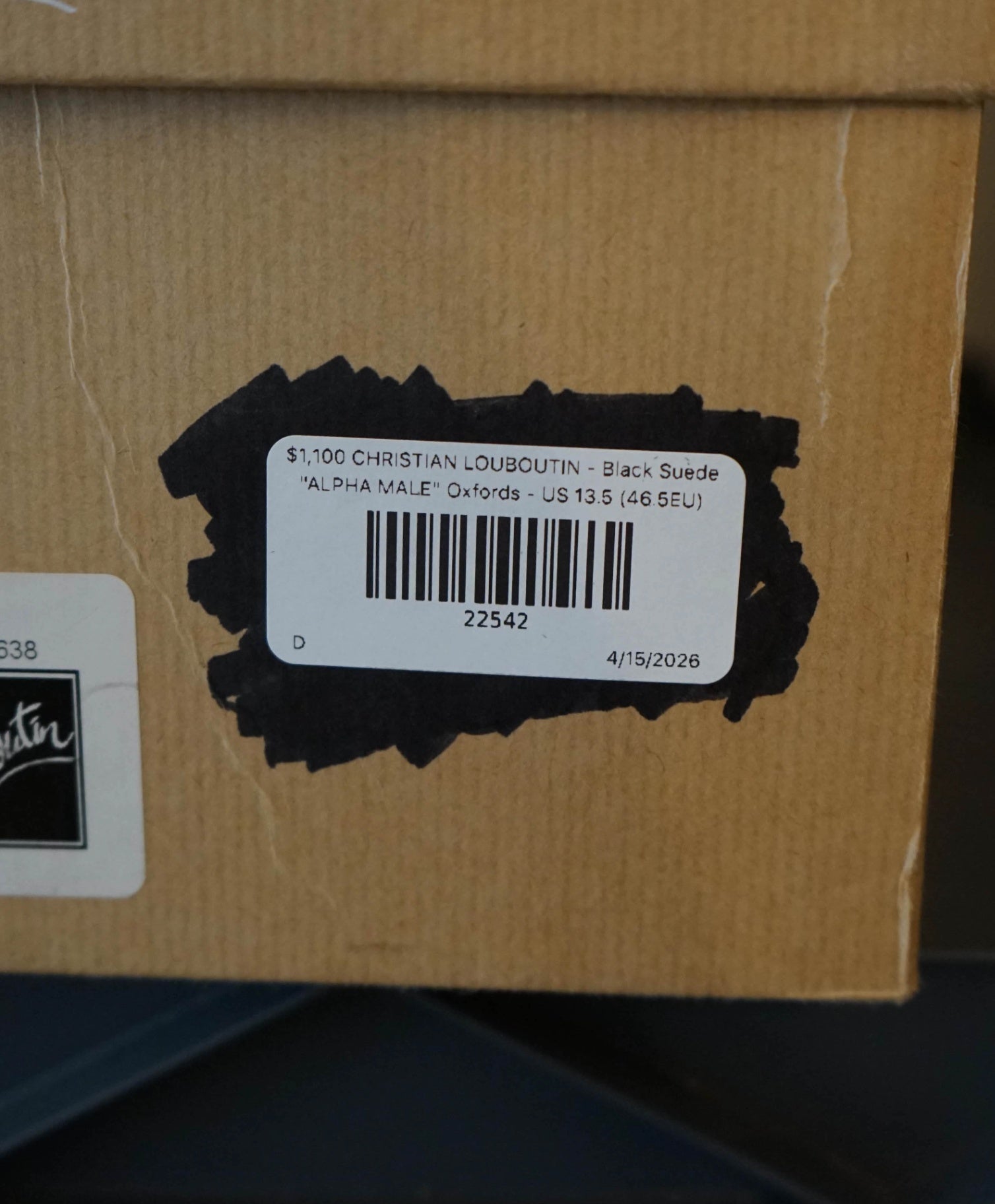 $1,100 LOUBOUTIN - Black Suede "ALPHA MALE" Oxfords - US 13.5 (46.5EU)