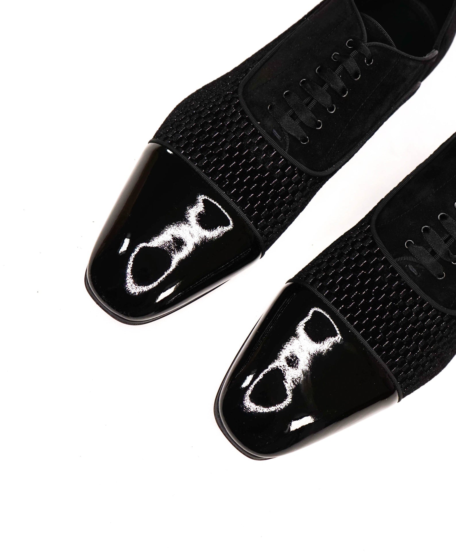 $1,200 LOUBOUTIN - Black Leather "GREGGY CHICK" Oxfords - US 12 (45EU)