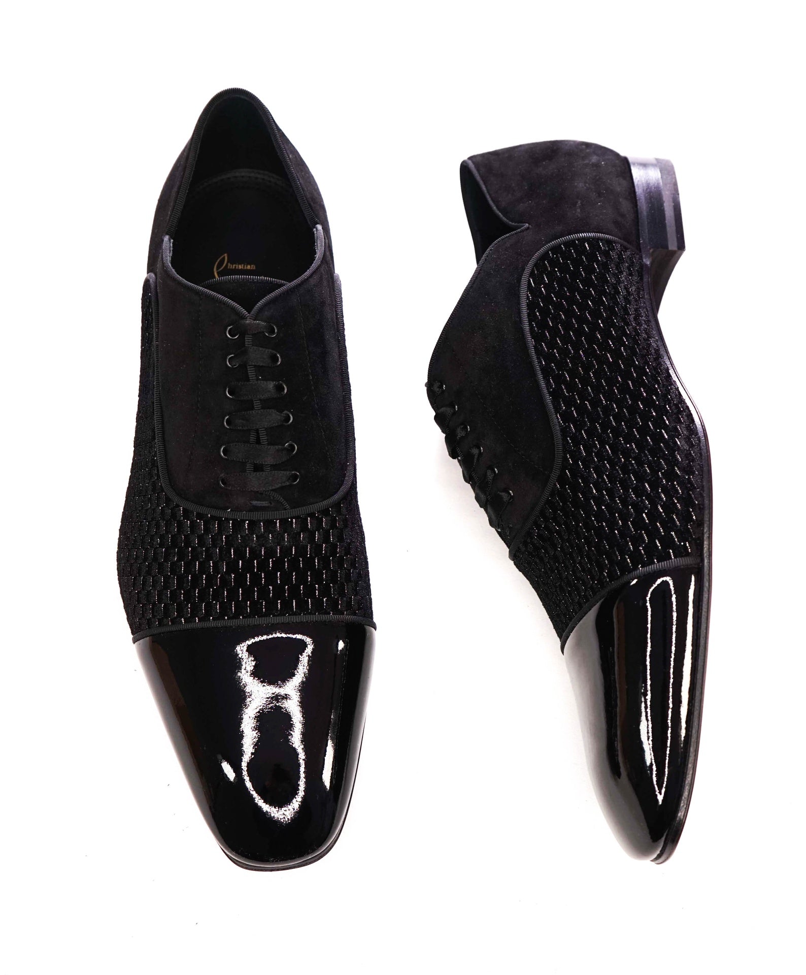 $1,200 LOUBOUTIN - Black Leather "GREGGY CHICK" Oxfords - US 12.5 (45.5EU)