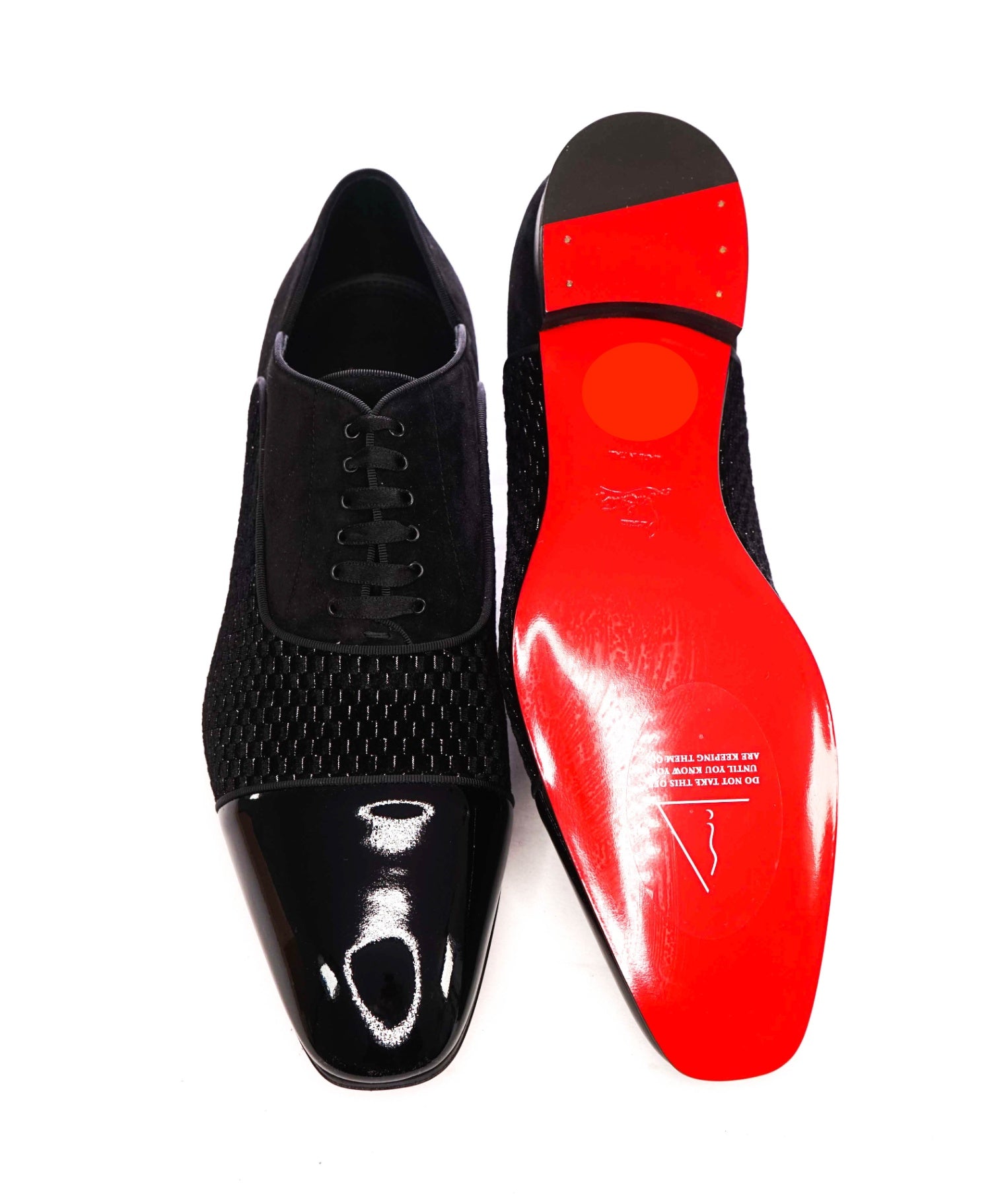 $1,200 LOUBOUTIN - Black Leather "GREGGY CHICK" Oxfords - US 12 (45EU)