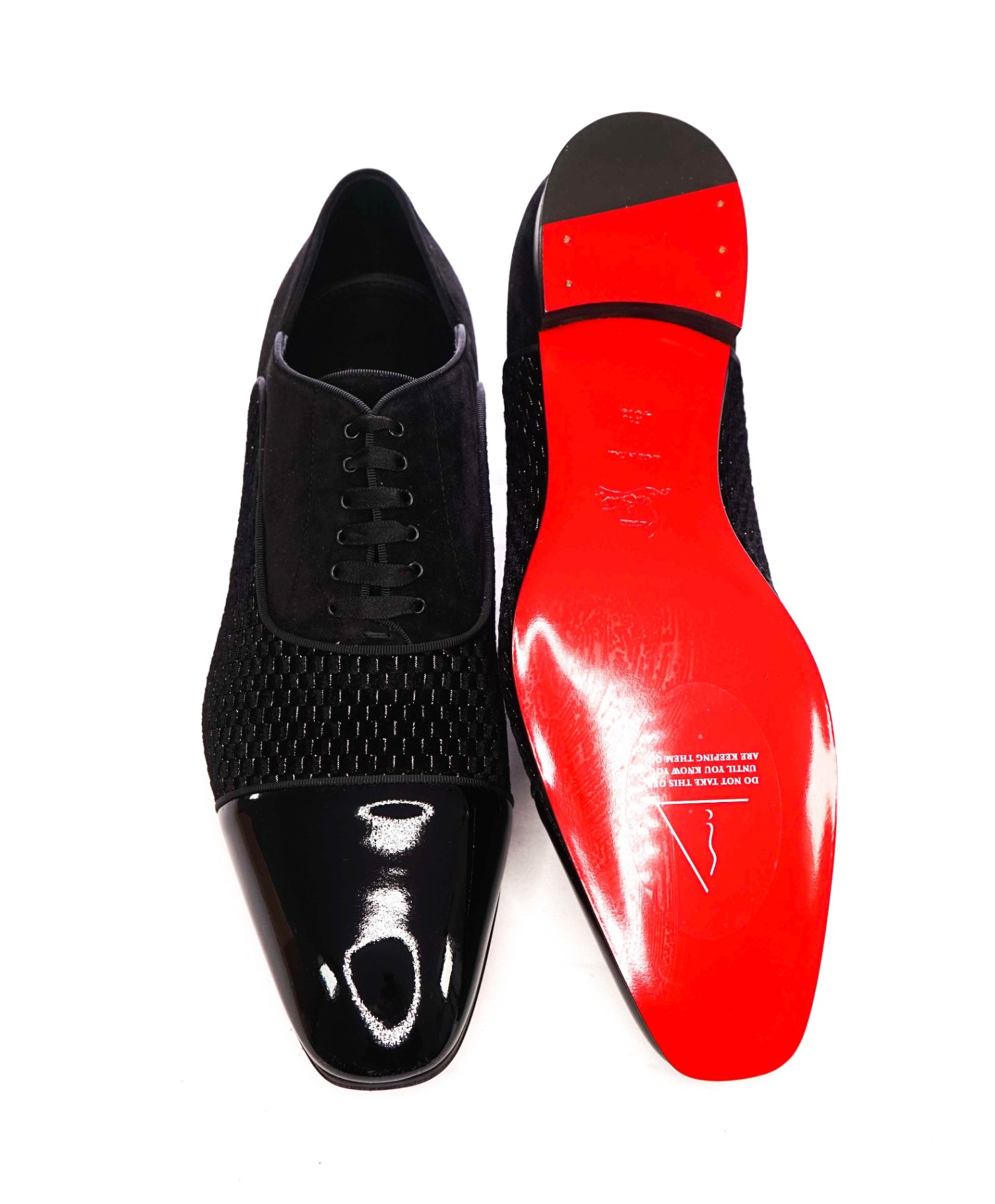 $1,200 LOUBOUTIN - Black Leather "GREGGY CHICK" Oxfords - US 12.5 (45.5EU)