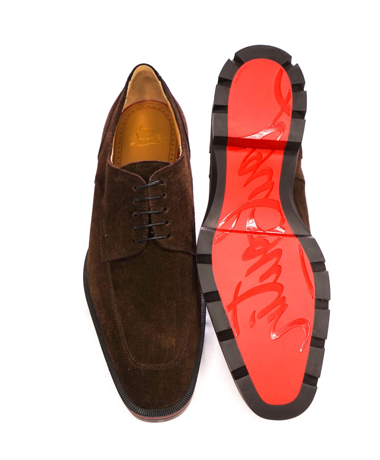 $1,190 LOUBOUTIN - Brown Suede Lug Sole *DAVISOL* Derby - US 10.5 (43.5EU)
