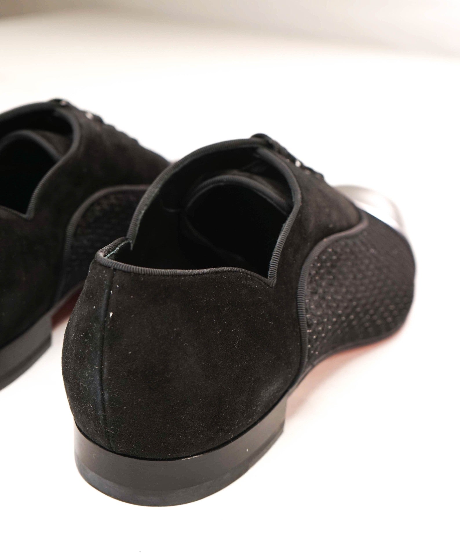 $1,200 LOUBOUTIN - Black Leather "GREGGY CHICK" Oxfords - US 12 (45EU)