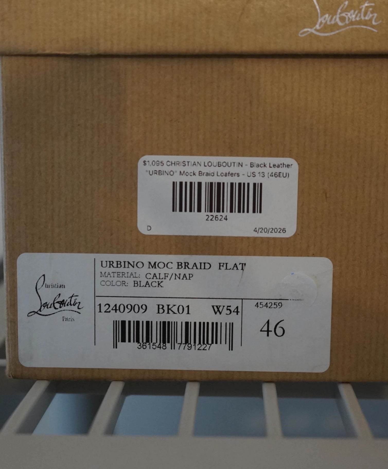 $1,095 LOUBOUTIN - Black "URBINO" Mock Braid Loafers - US 13 (46EU)
