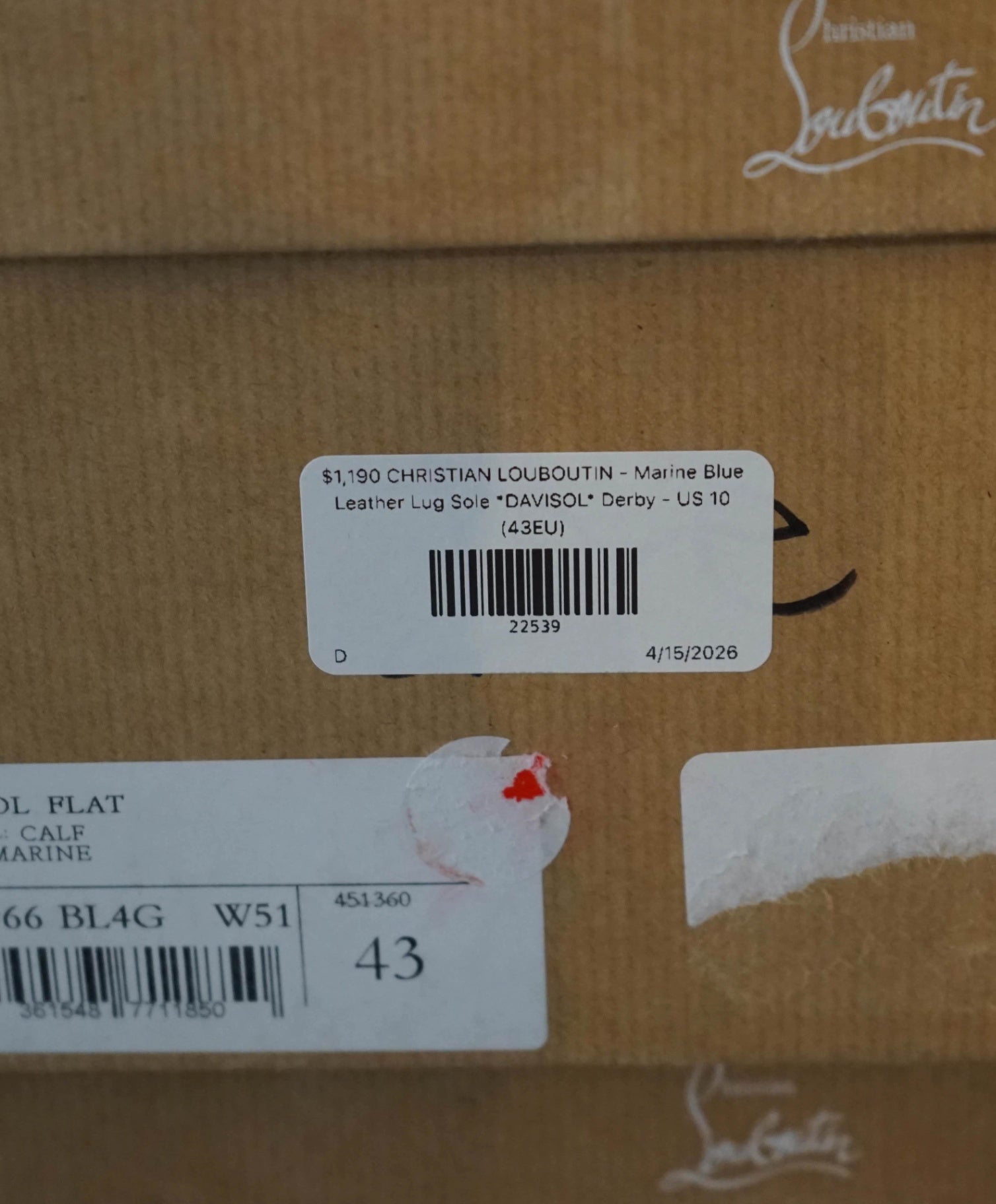$1,190 LOUBOUTIN - Blue Lug Sole *DAVISOL* Derby - US 10 (43EU)
