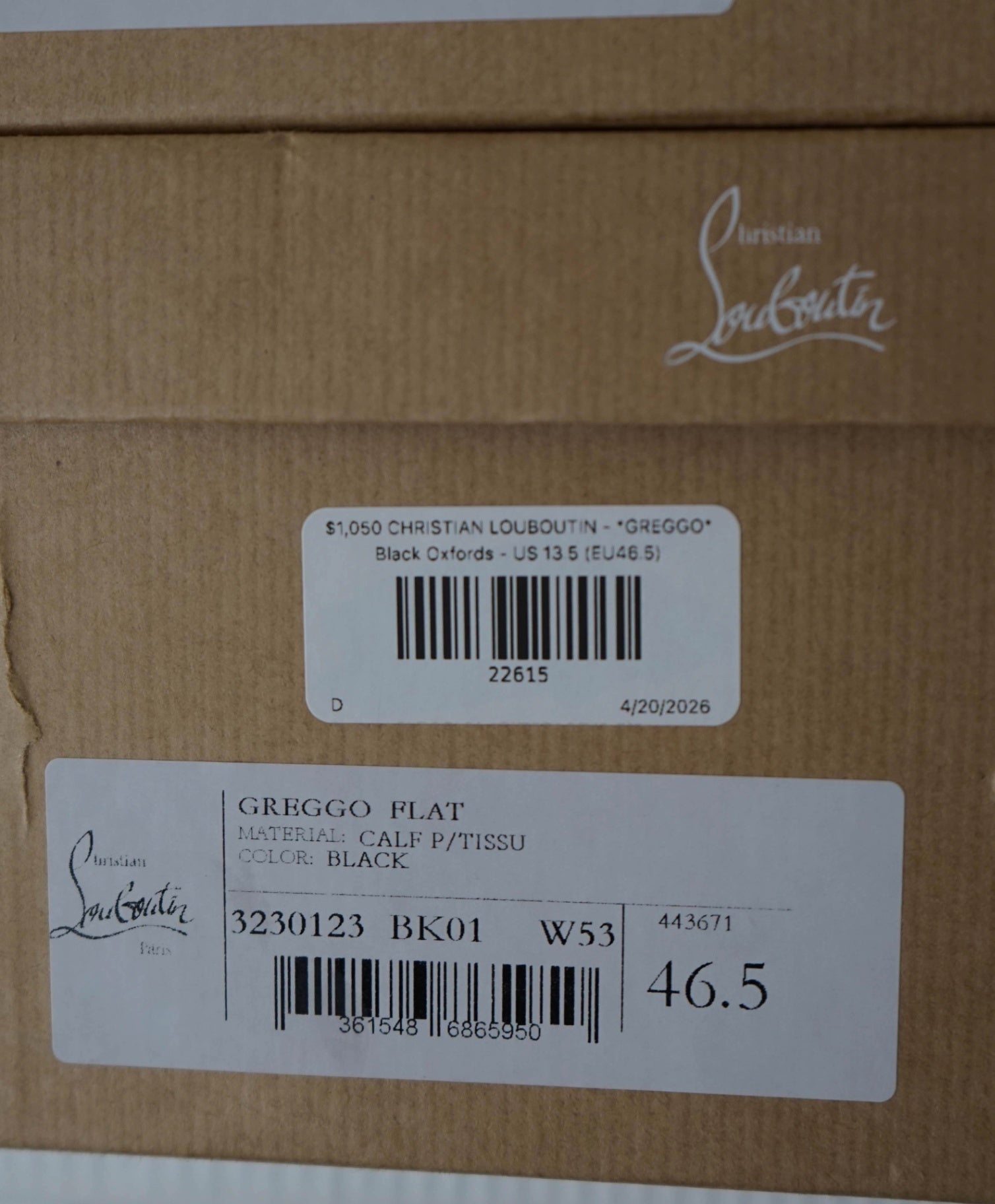 $1,050 LOUBOUTIN - *GREGGO* Black Oxfords - US 13.5 (EU 46.5)