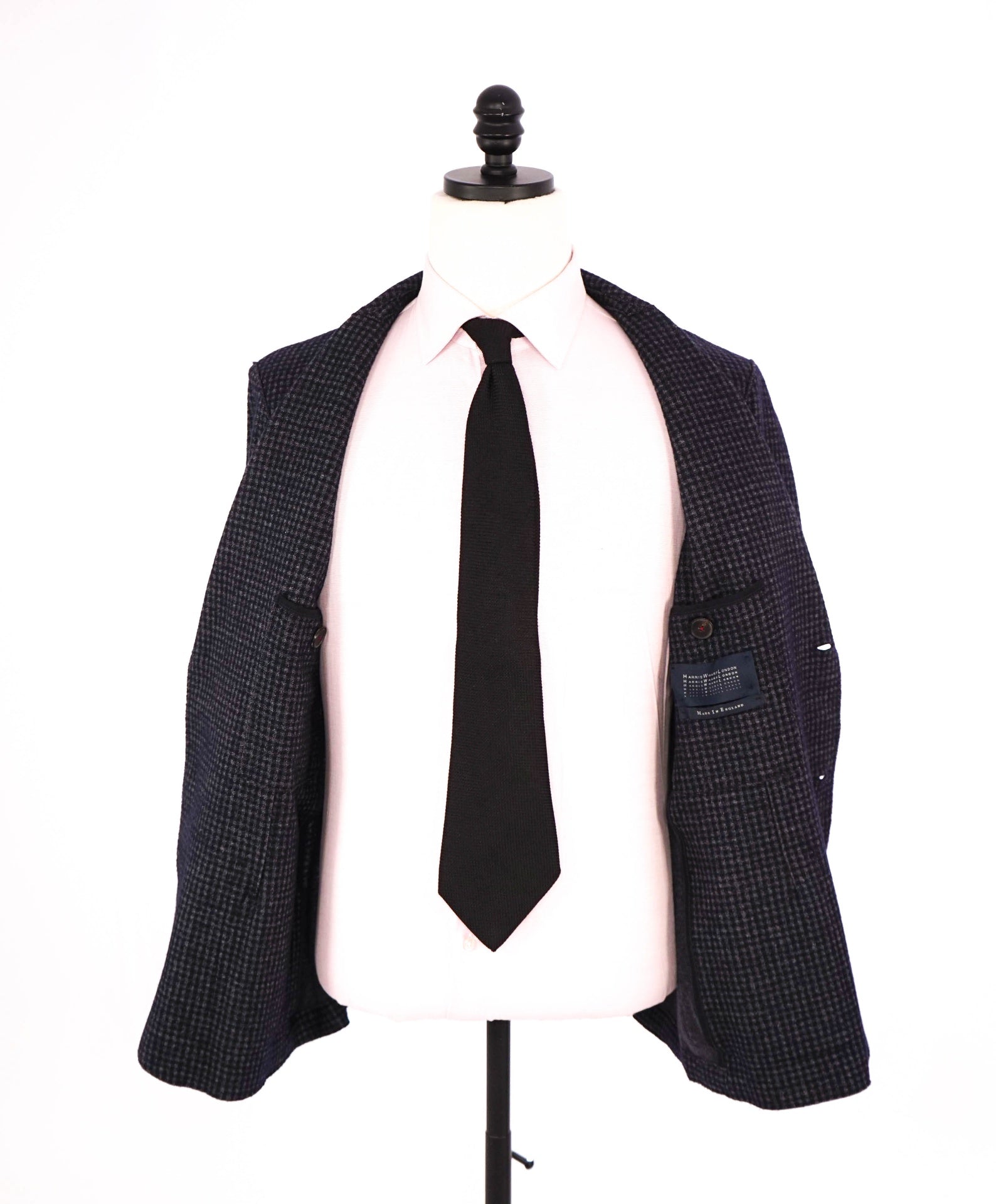 $525 HARRIS WHARF LONDON - Navy Gingham Cotton/Wool Blazer - 38R