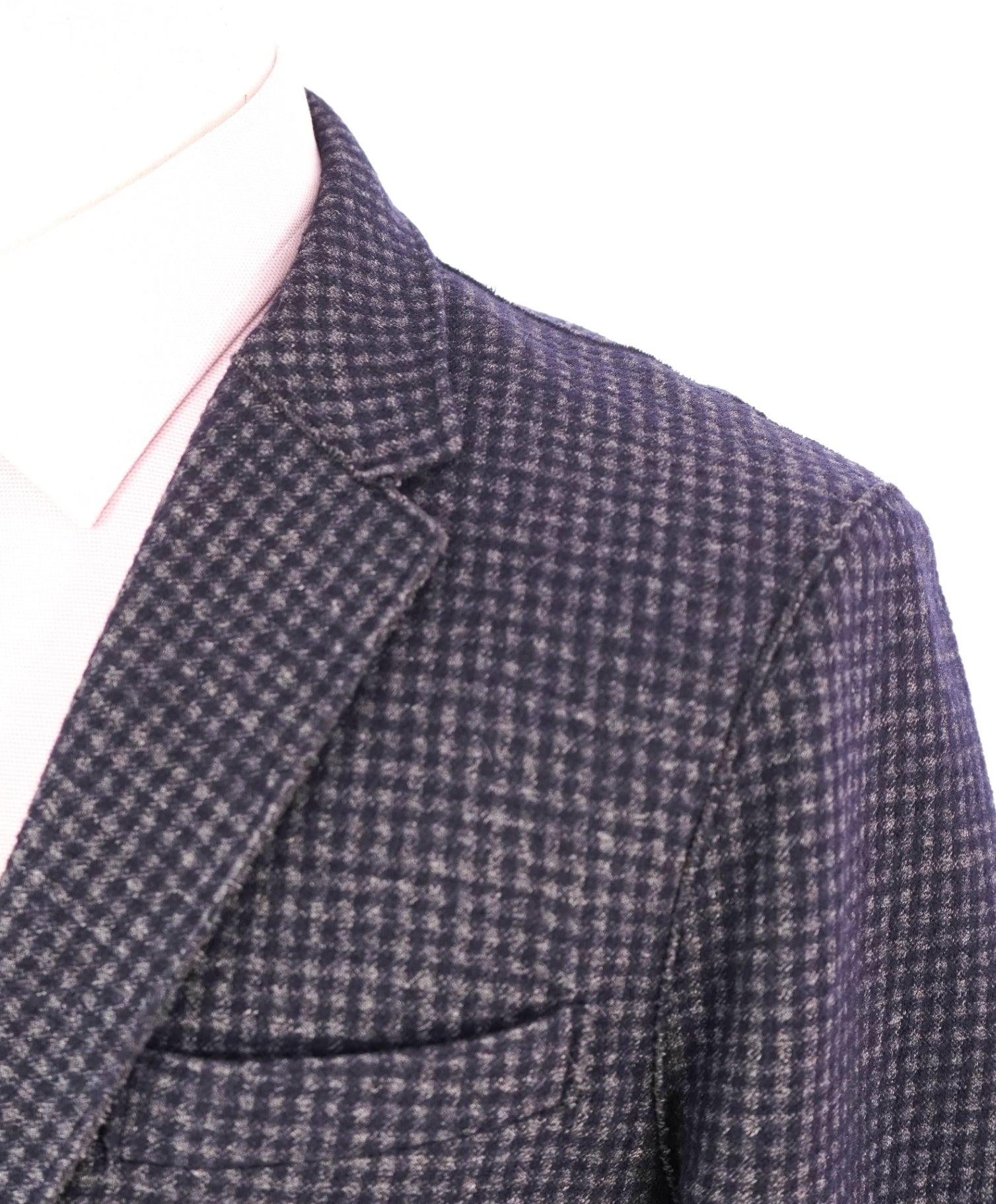 $525 HARRIS WHARF LONDON - Navy Gingham Cotton/Wool Blazer - 44