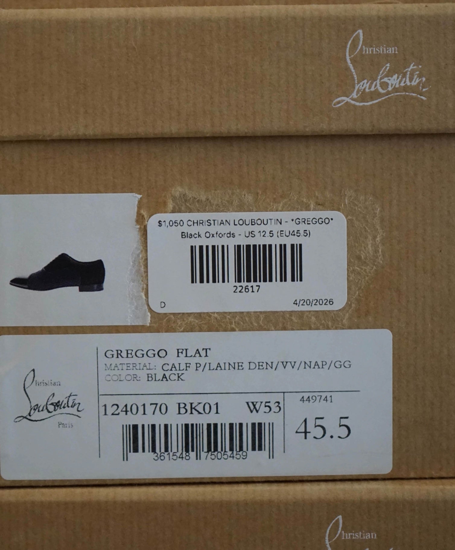 $1,050 LOUBOUTIN - *GREGGO* Black Oxfords - US 12.5 (EU45.5)
