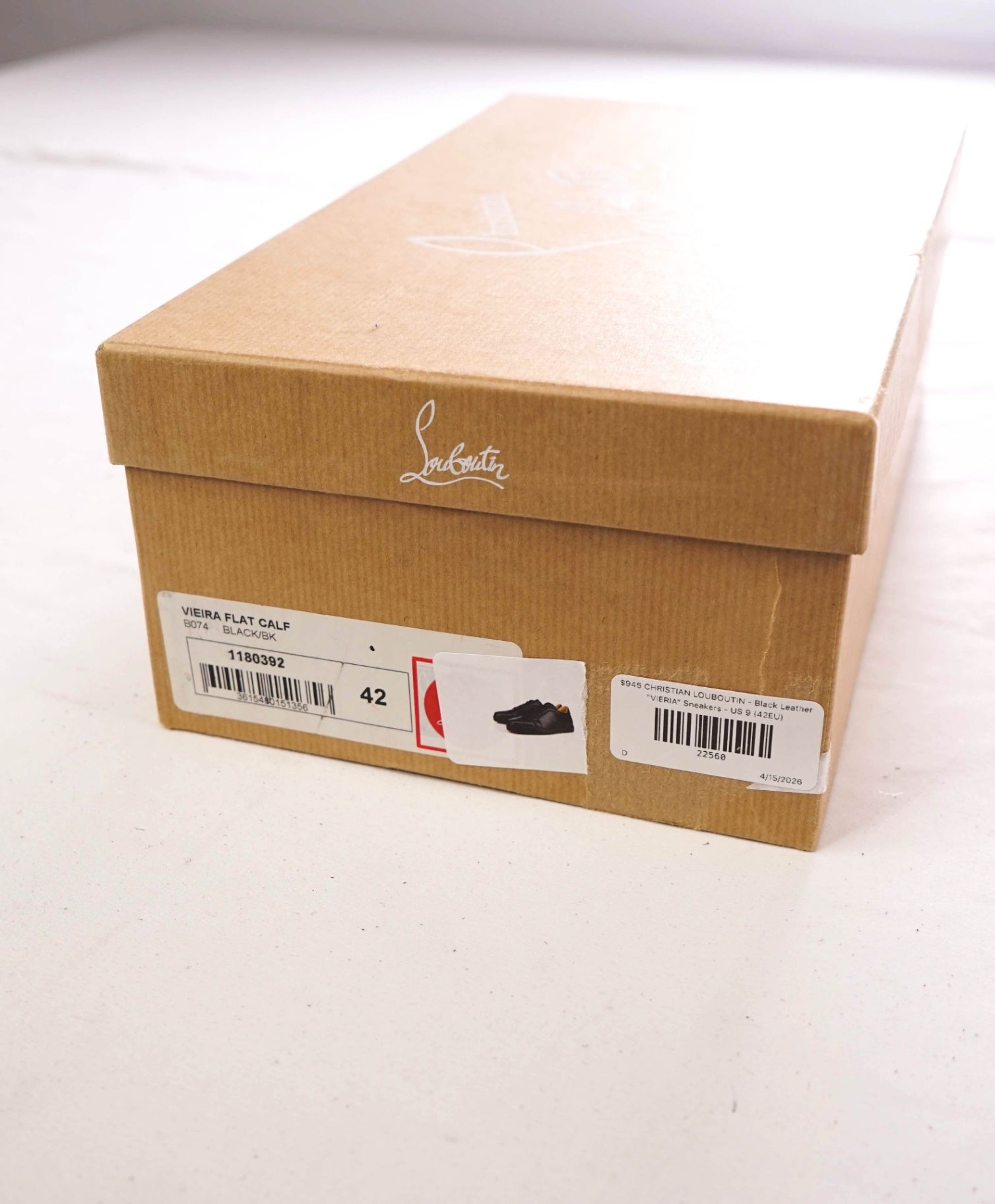 $945 LOUBOUTIN - Black Leather "VIERIA" Sneakers - US 9 (42EU)