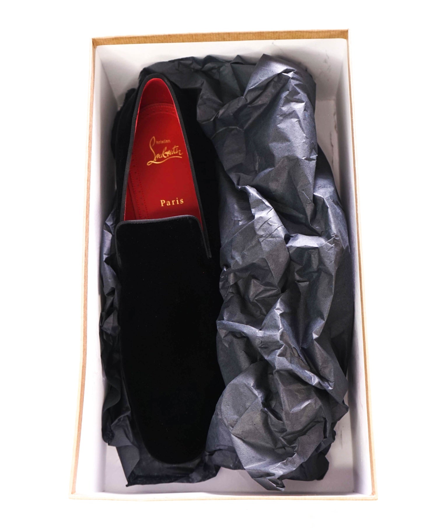 $1,045 LOUBOUTIN - Black Velvet "DANDYROCKS" Loafers - US 12.5 (45.5EU)