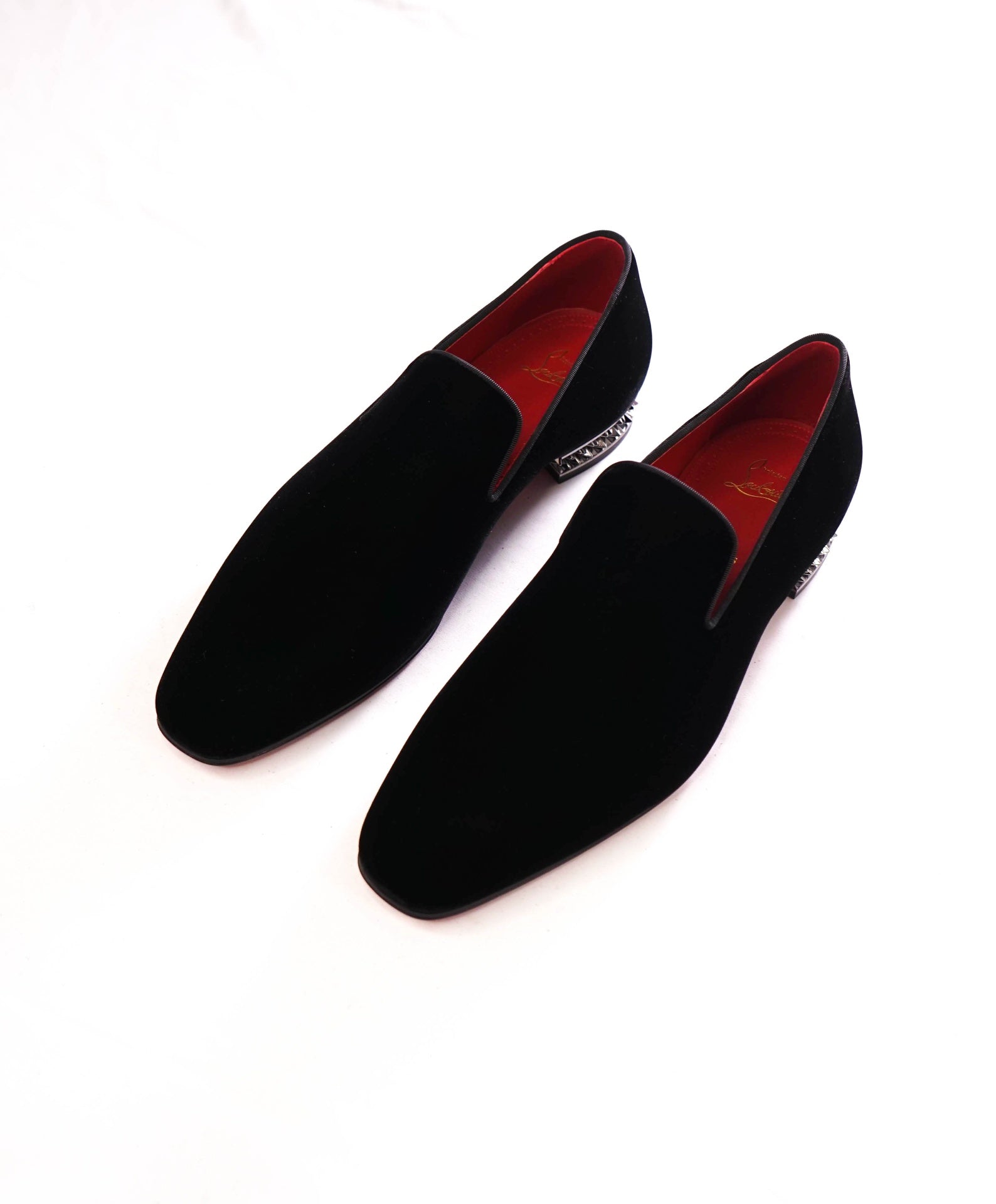$1,045 LOUBOUTIN - Black Velvet "DANDYROCKS" Loafers - US 12.5 (45.5EU)