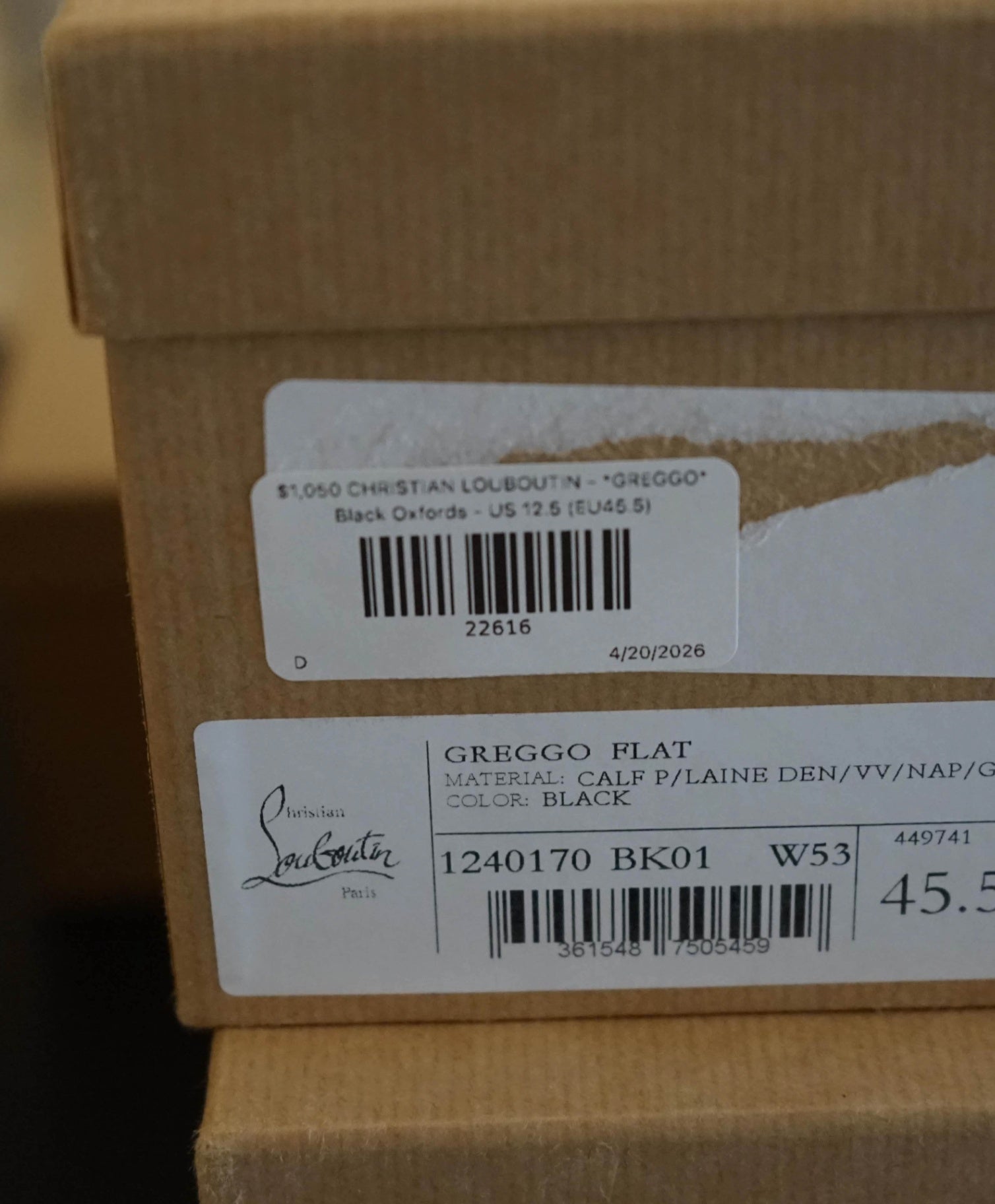 $1,050 LOUBOUTIN - *GREGGO* Black Oxfords - US 12.5 (EU45.5)
