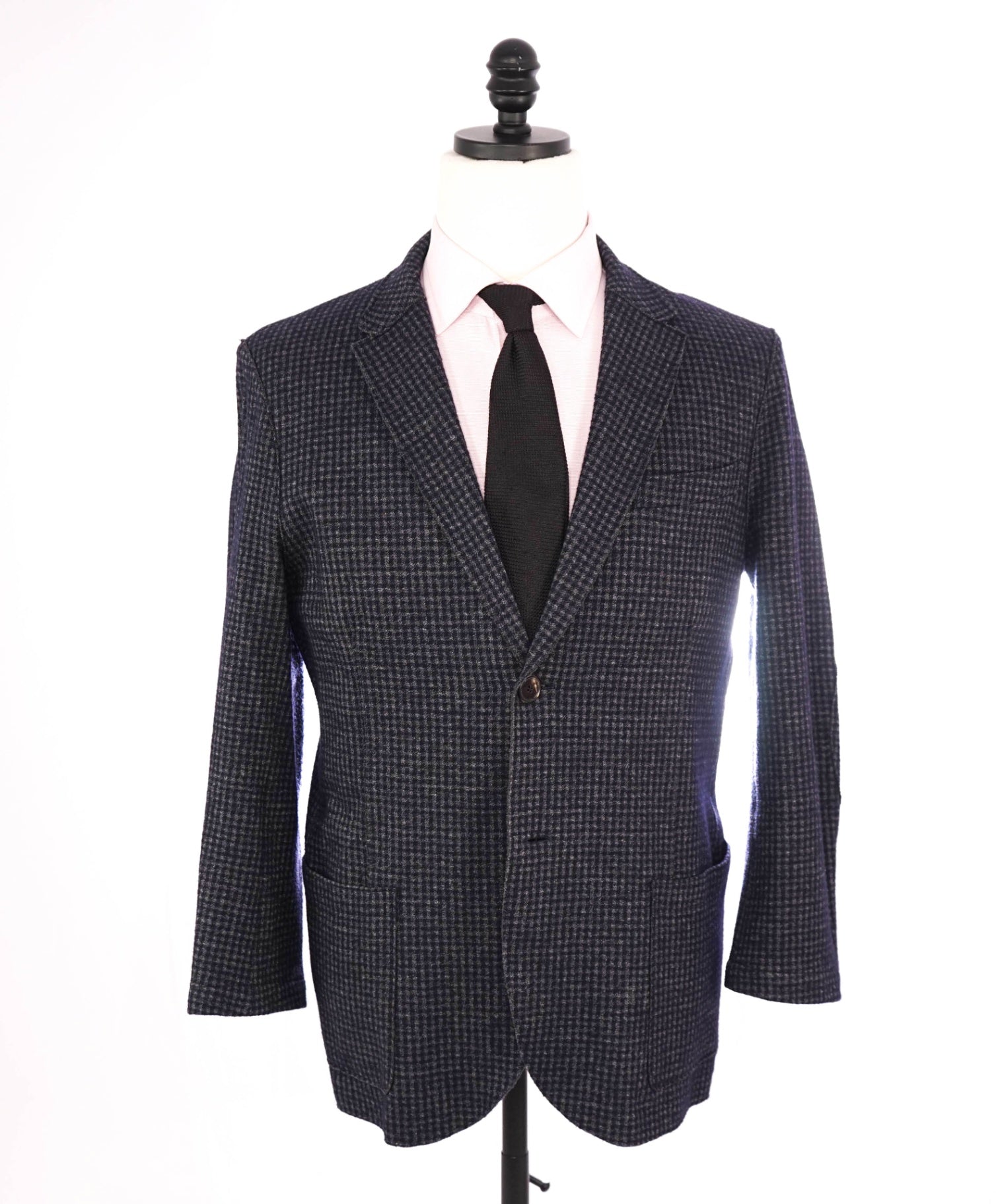 $525 HARRIS WHARF LONDON - Navy Gingham Cotton/Wool Blazer - 38R