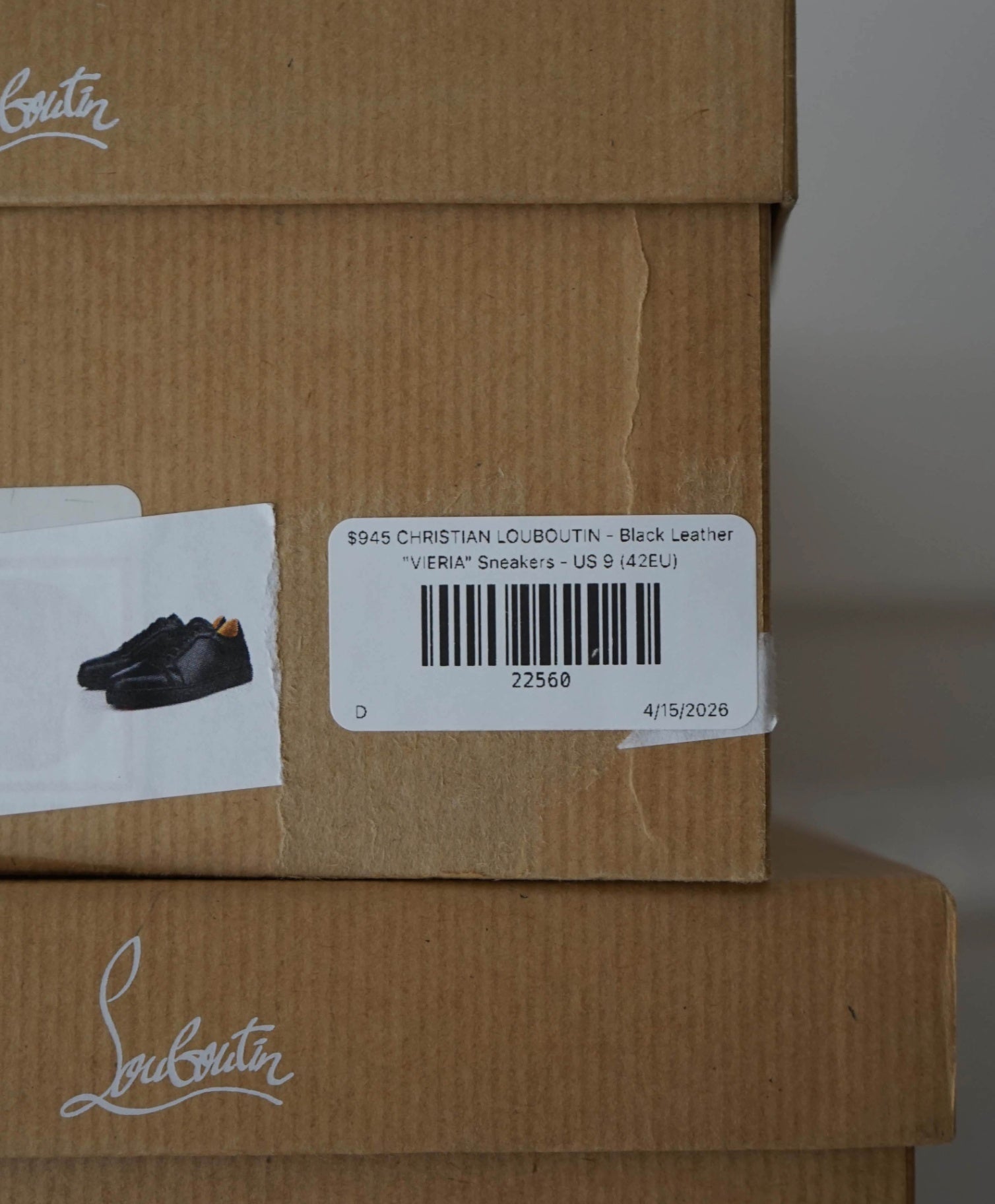 $945 LOUBOUTIN - Black Leather "VIERIA" Sneakers - US 9 (42EU)