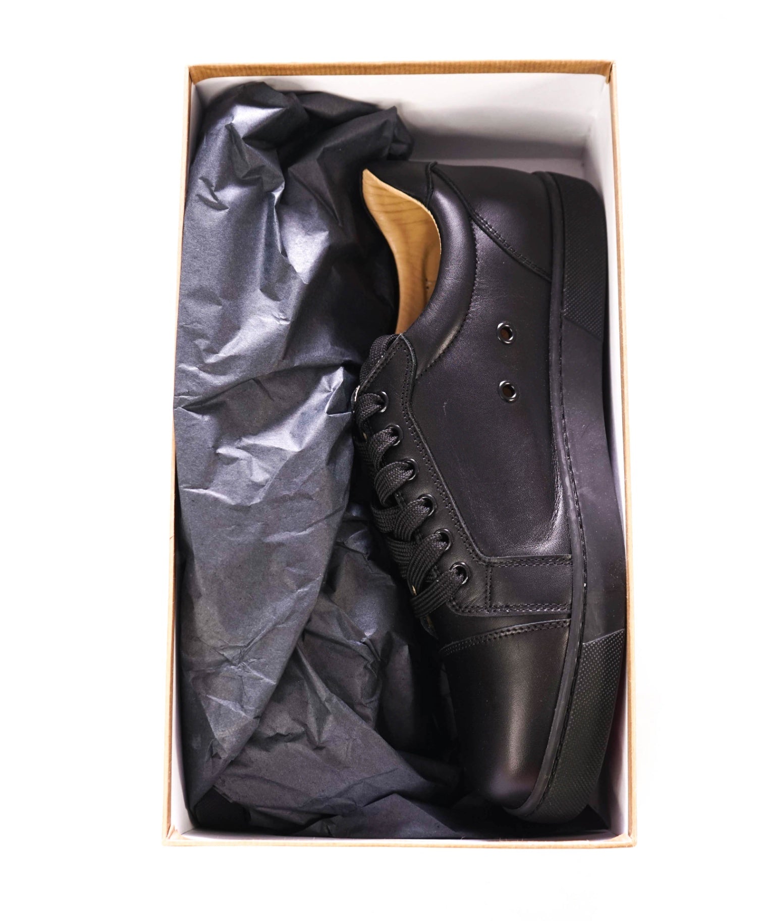 $945 LOUBOUTIN - Black Leather "VIERIA" Sneakers - US 9 (42EU)