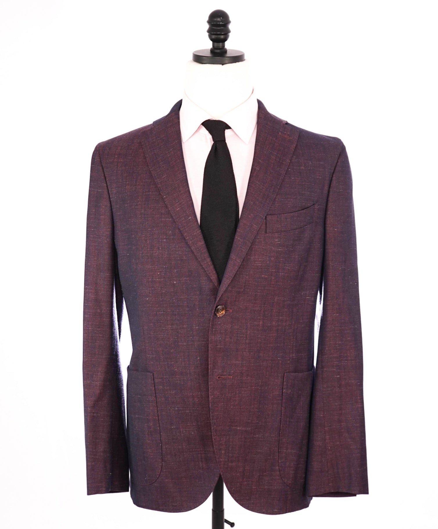 $2,700 BOGLIOLI - Burgundy Wool/Silk/Linen Blazer - 40R