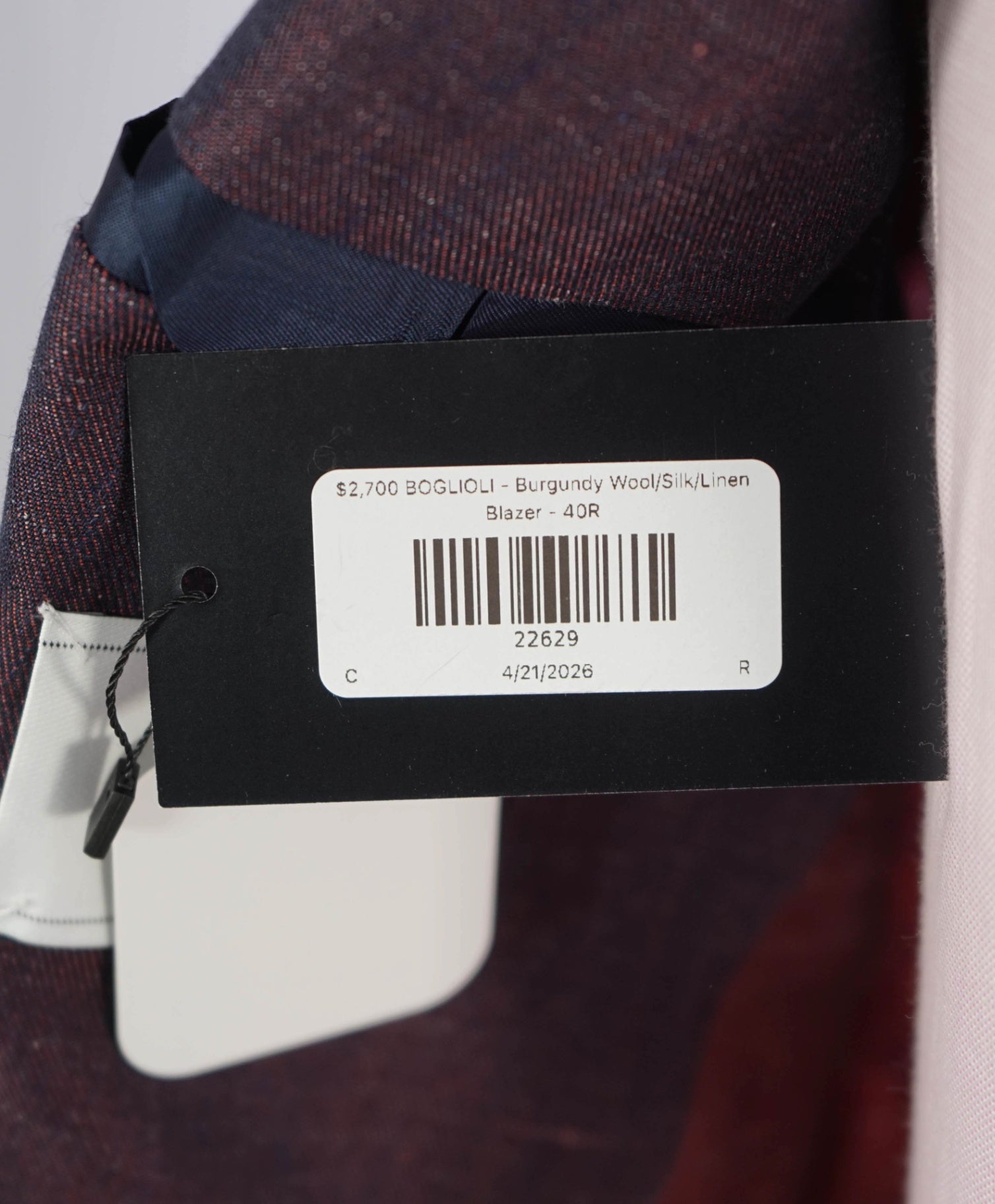 $2,700 BOGLIOLI - Burgundy Wool/Silk/Linen Blazer - 40R