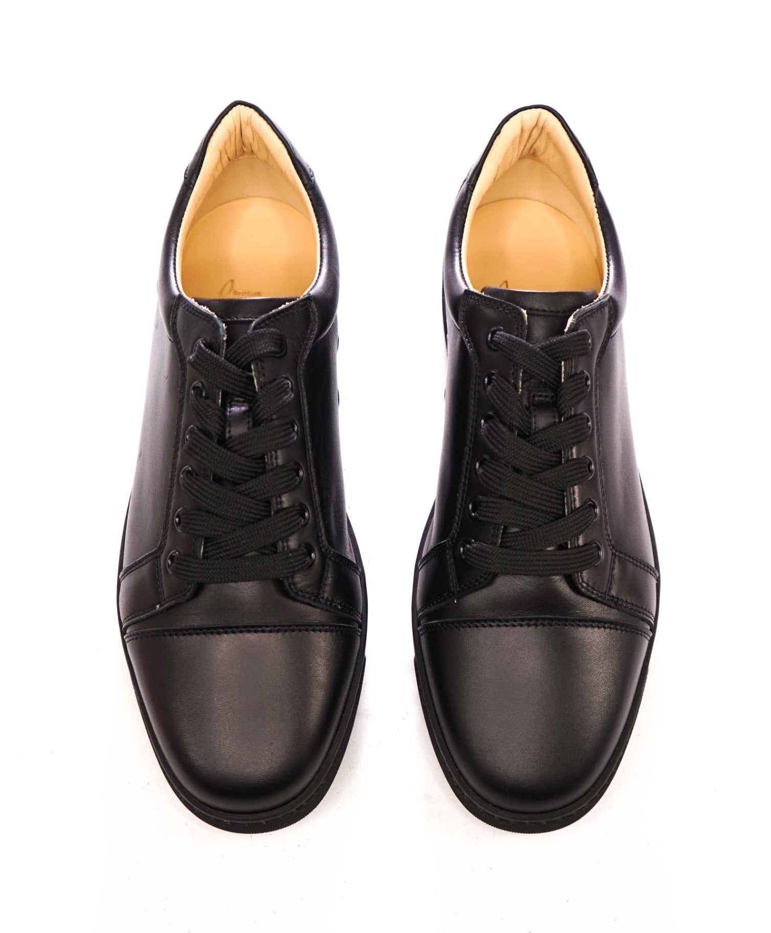 $945 LOUBOUTIN - Black Leather "VIERIA" Sneakers - US 9 (42EU)