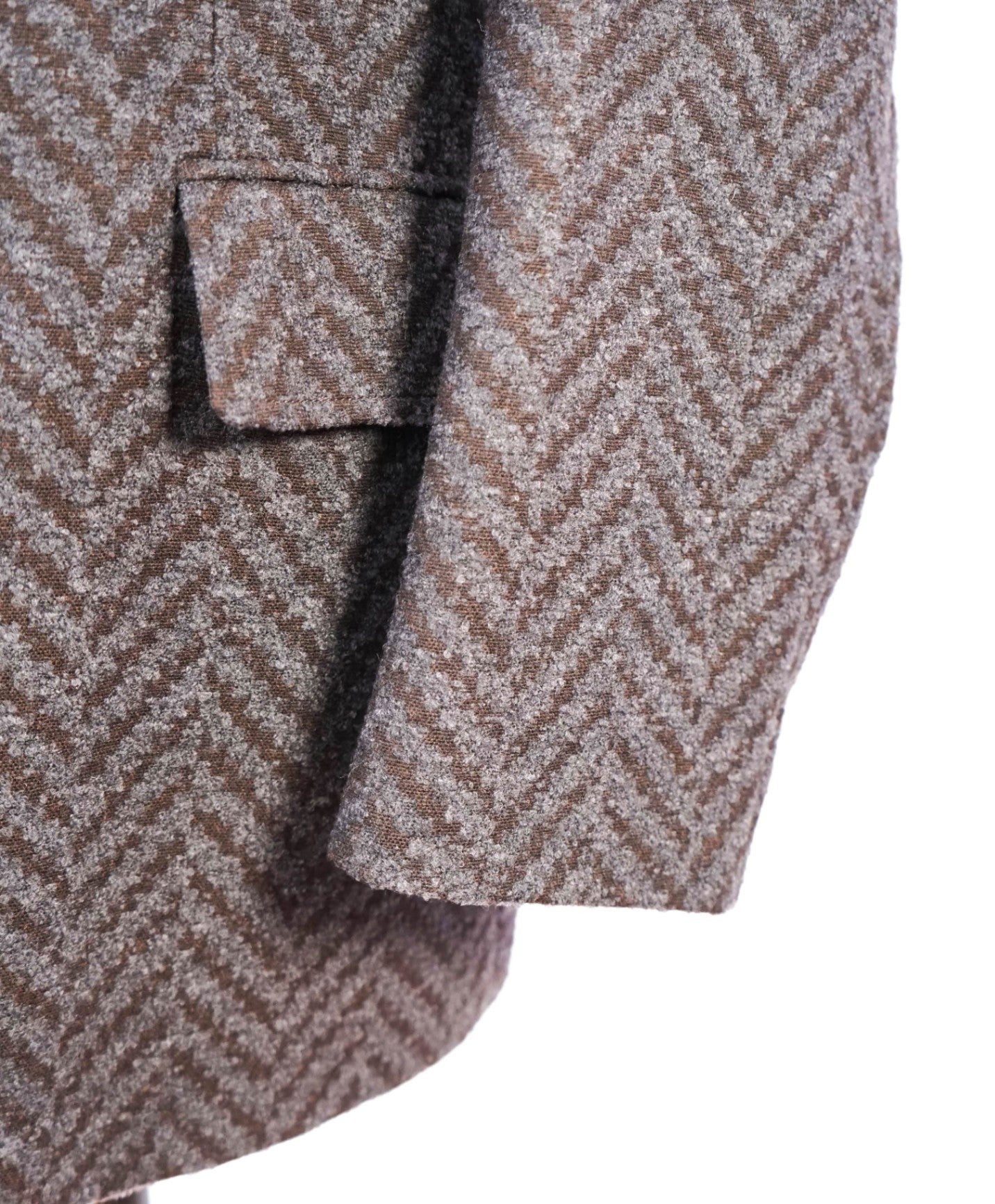 $2,200 EMPORIO ARMANI -Brown Herringbone Wool/Cashmere Overcoat - 40R