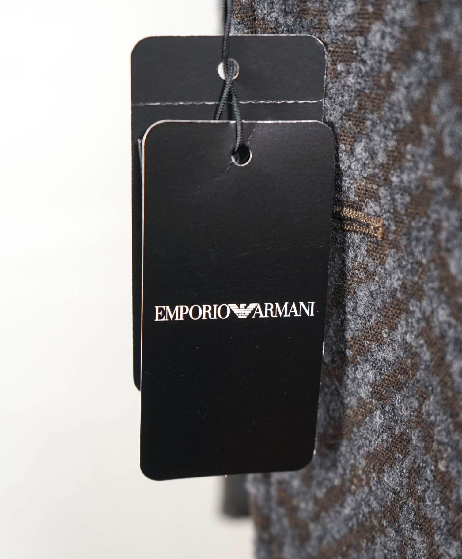 $2,200 EMPORIO ARMANI -Brown Herringbone Wool/Cashmere Overcoat - 40R