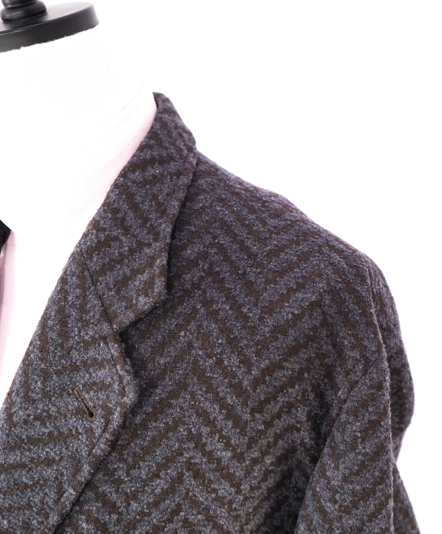$2,200 EMPORIO ARMANI -Brown Herringbone Wool/Cashmere Overcoat - 40R