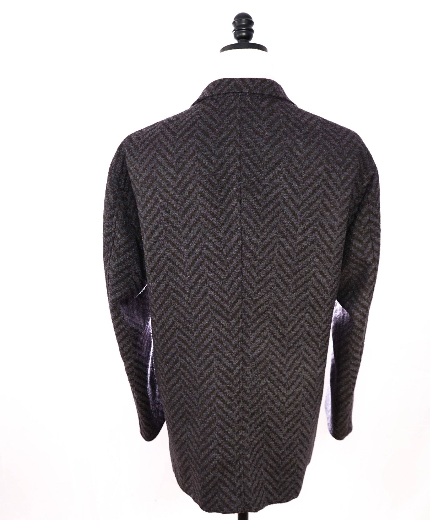 $2,200 EMPORIO ARMANI -Brown Herringbone Wool/Cashmere Overcoat - 40R