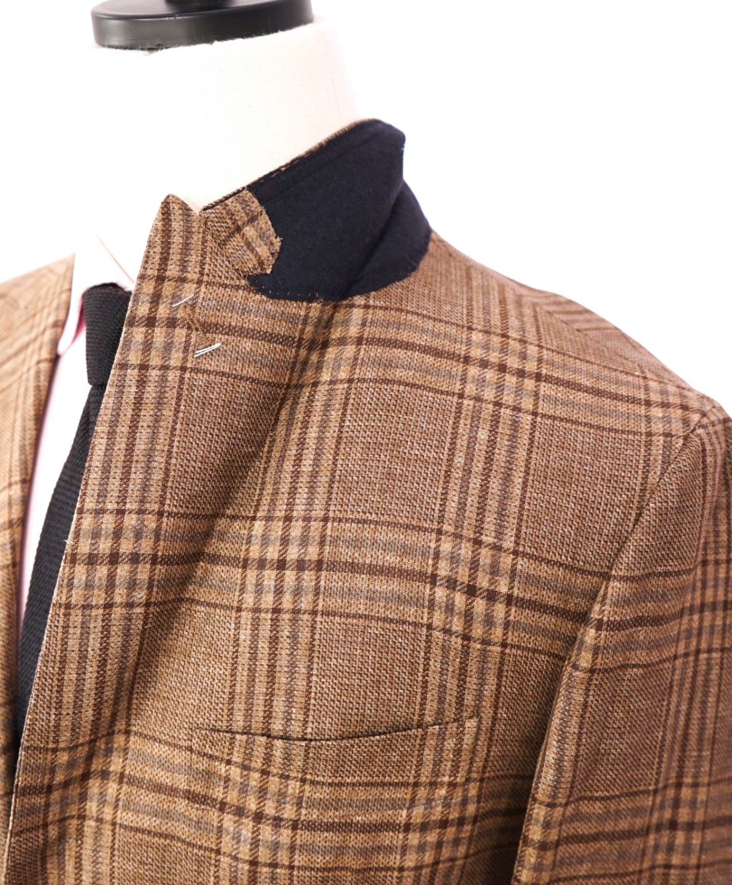 $1,795 ELEVENTY By ZEGNA - Brown Plaid Linen/Wool/Silk Blazer - 40