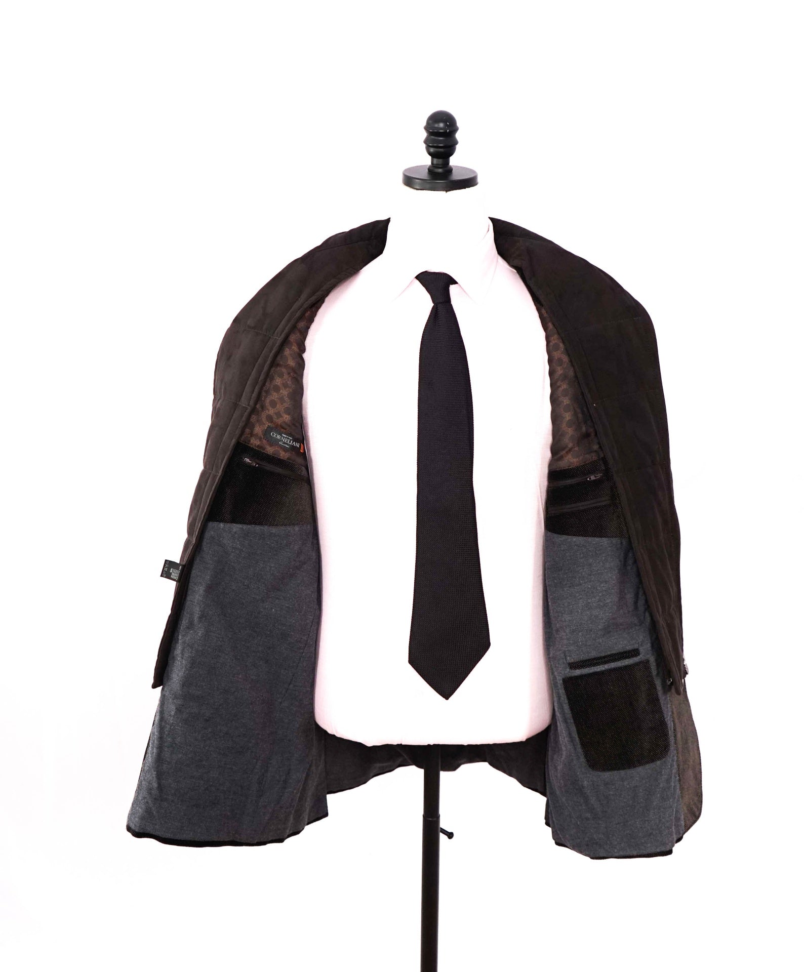 $2,035 CORNELIANI - Brown Velvet Suede Jacket Winter Blazer - 46R