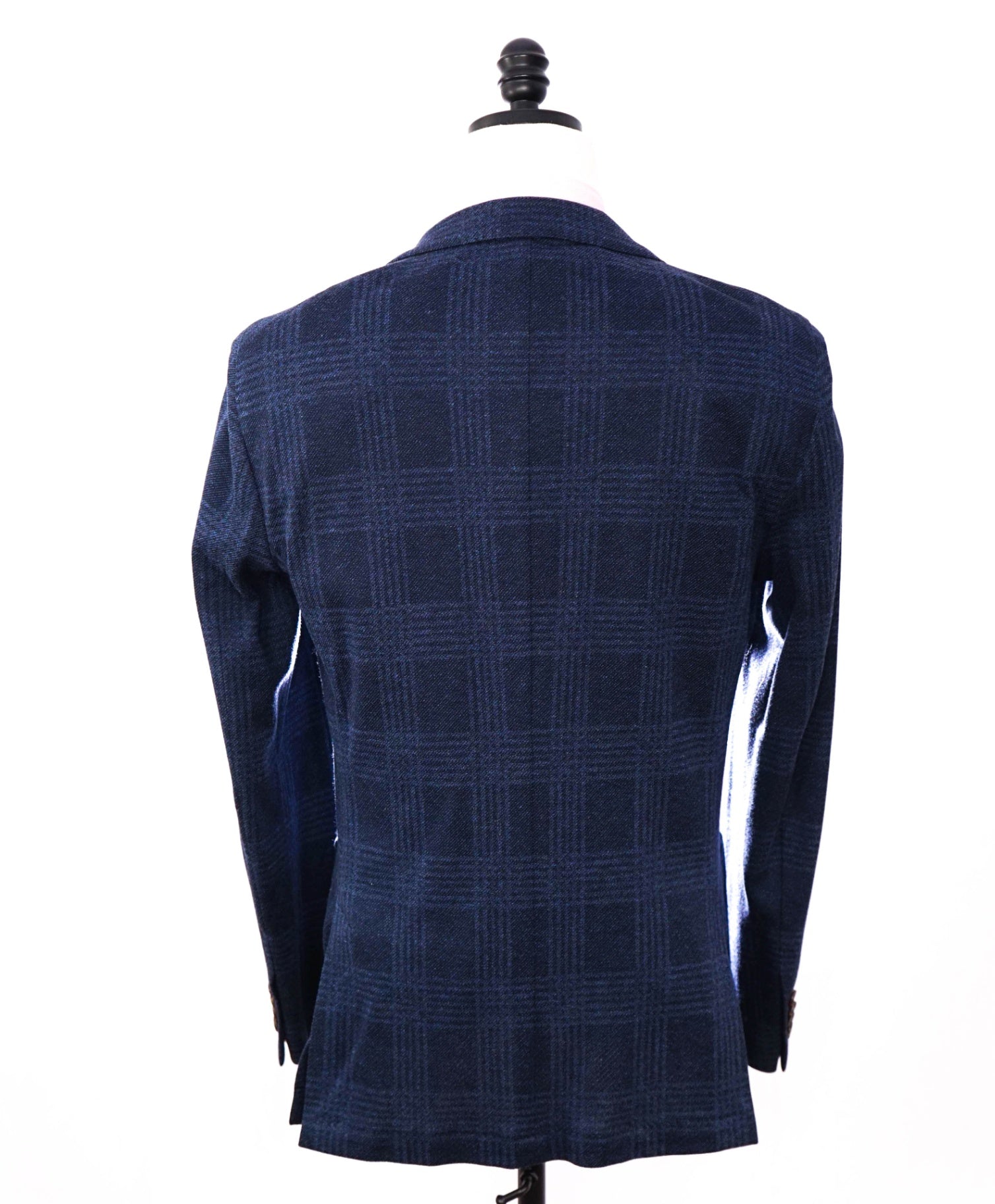 $1,095 ELEVENTY - Blue Plaid Check Cotton Blend Blazer - 42