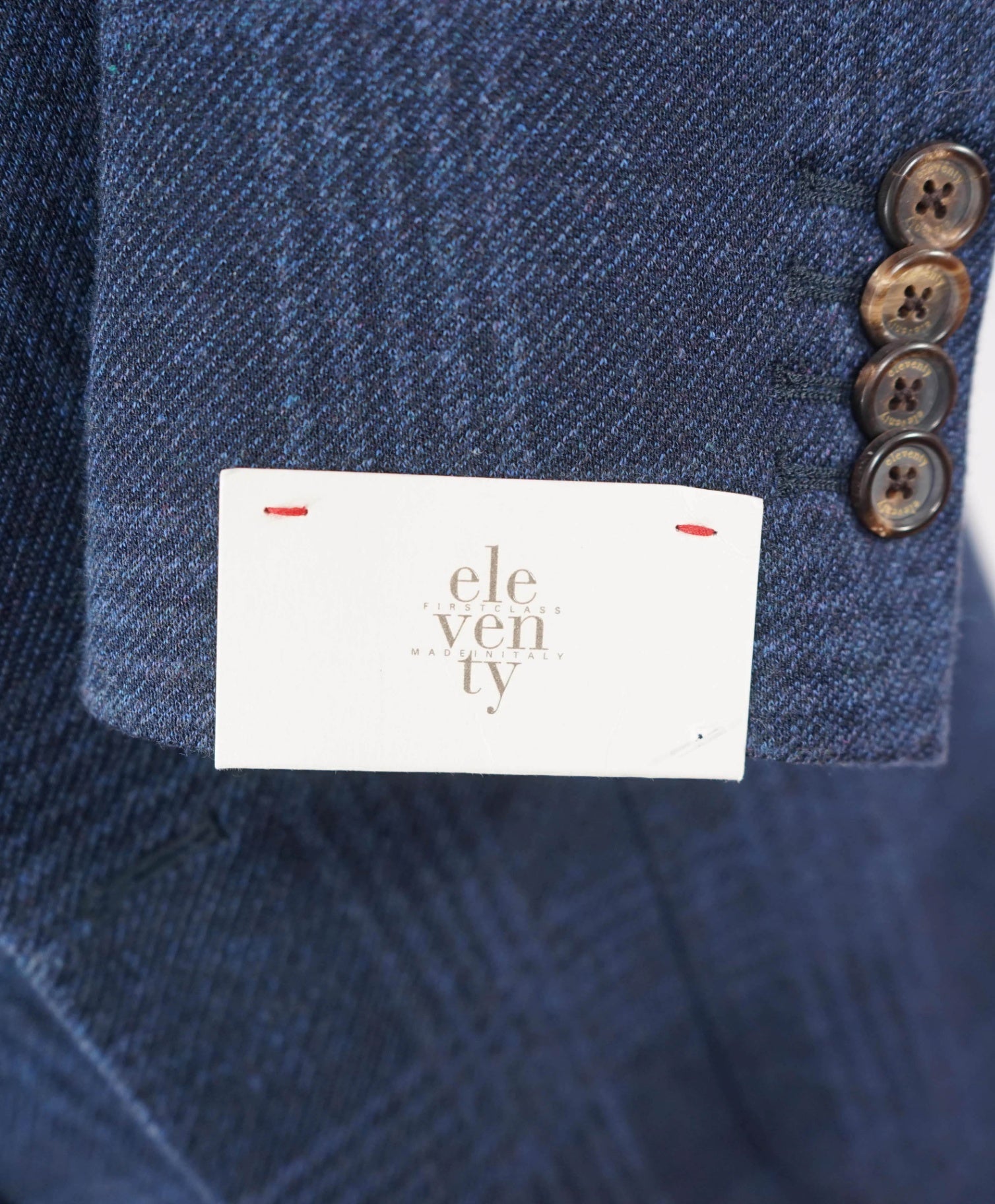$1,095 ELEVENTY - Blue Plaid Check Cotton Blend Blazer - 42