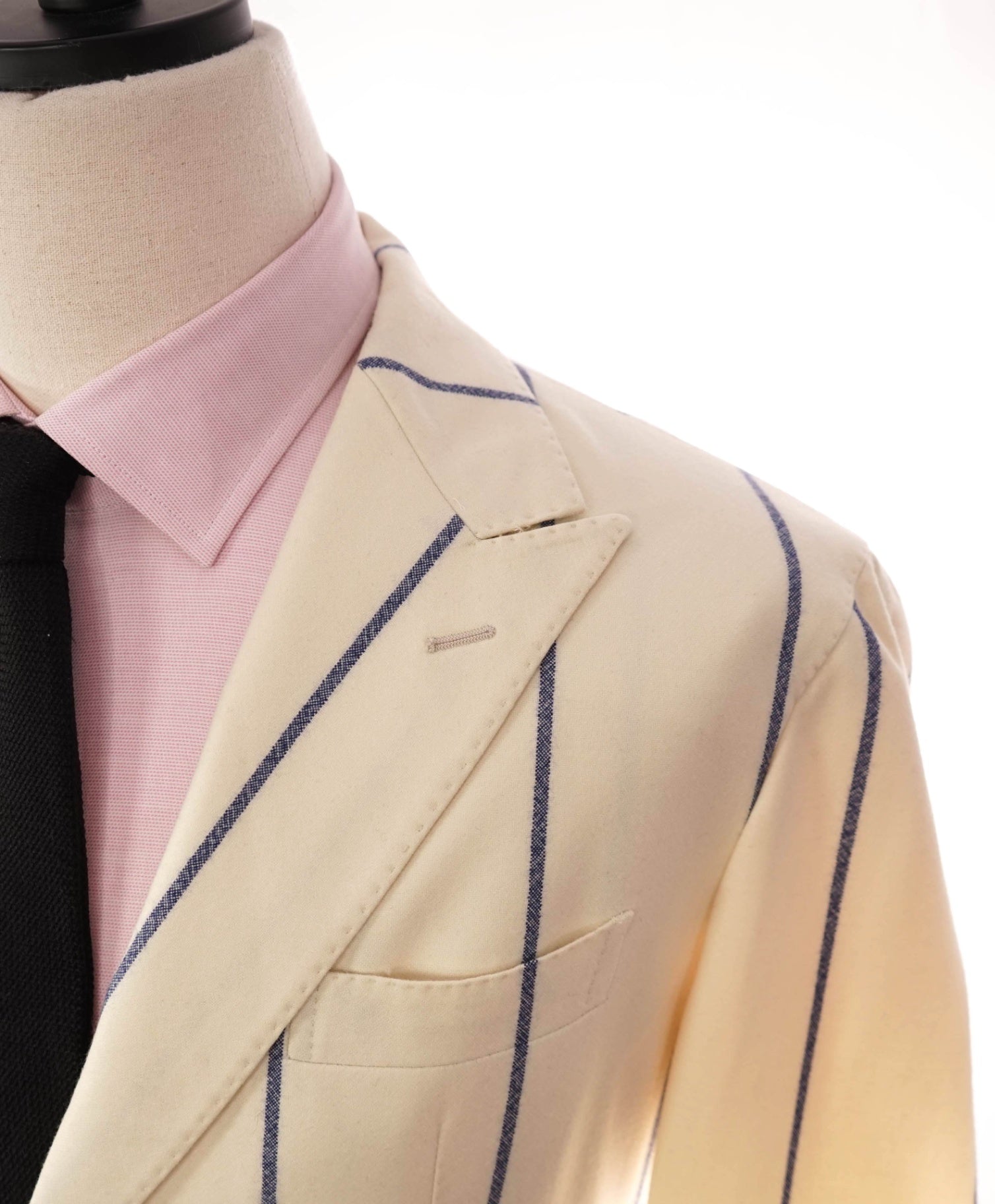 $2,395 ELEVENTY - Ivory/Blue Chalk Stripe Wool "JOGGER" Suit - 40