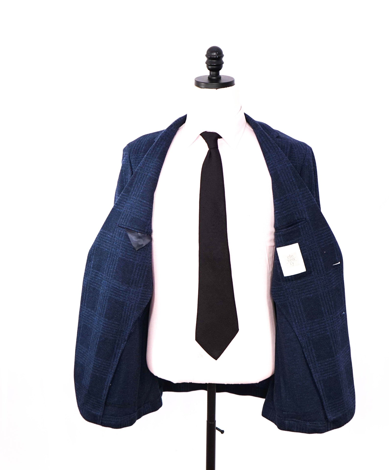 $1,095 ELEVENTY - Blue Plaid Check Cotton Blend Blazer - 42