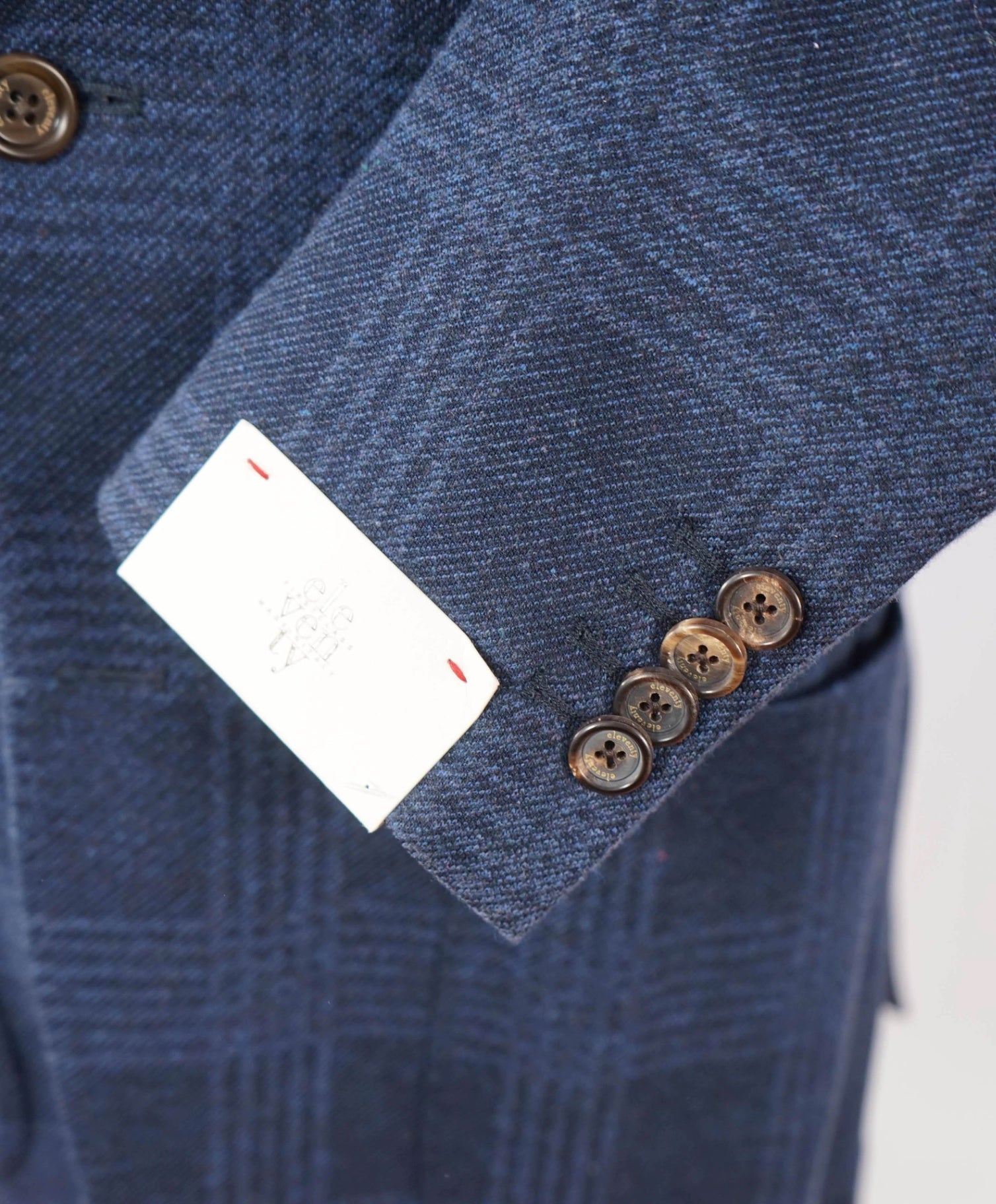 $1,095 ELEVENTY - Blue Plaid Check Cotton Blend Blazer - 42