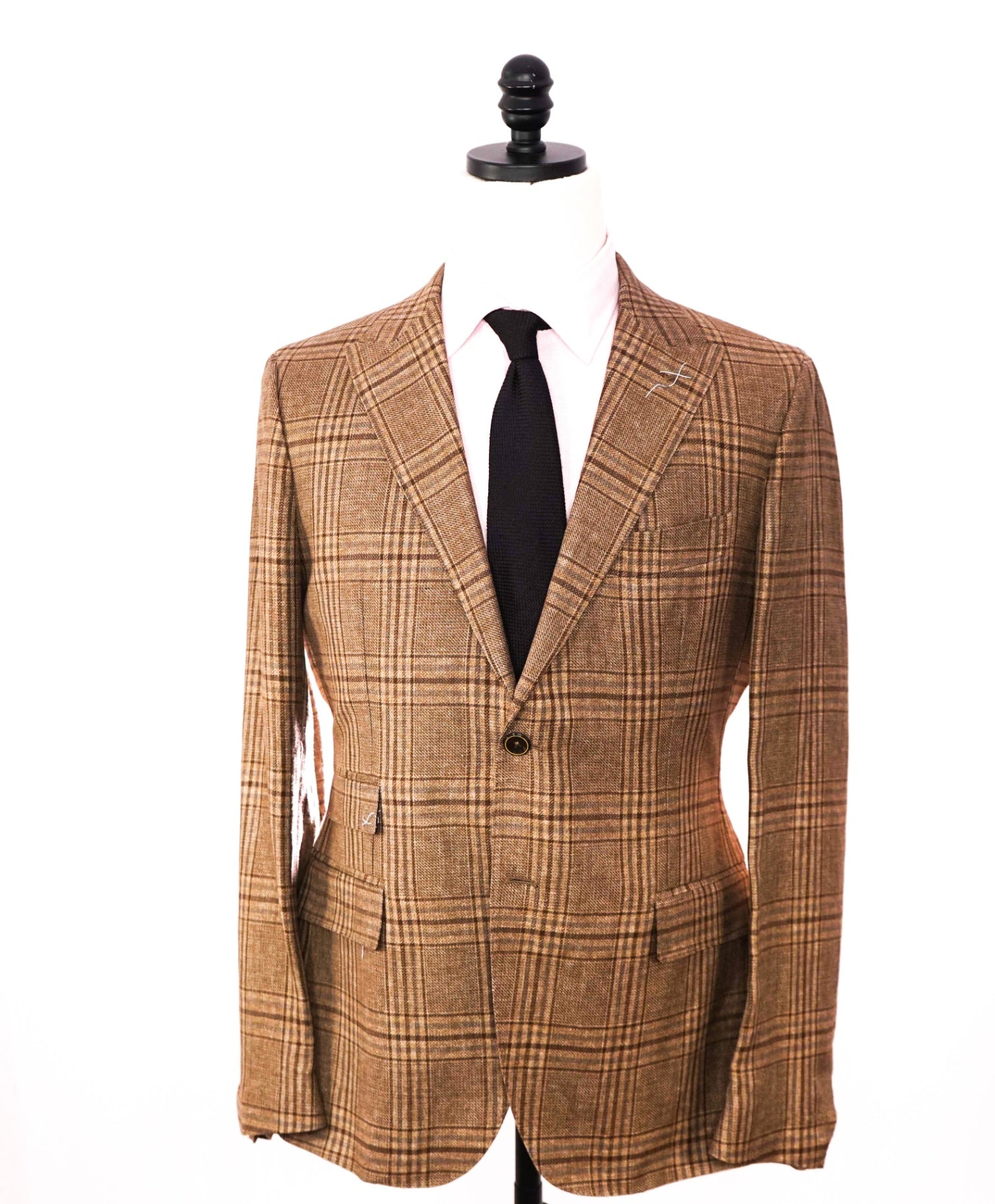 $1,795 ELEVENTY By ZEGNA - Brown Plaid Linen/Wool/Silk Blazer - 40