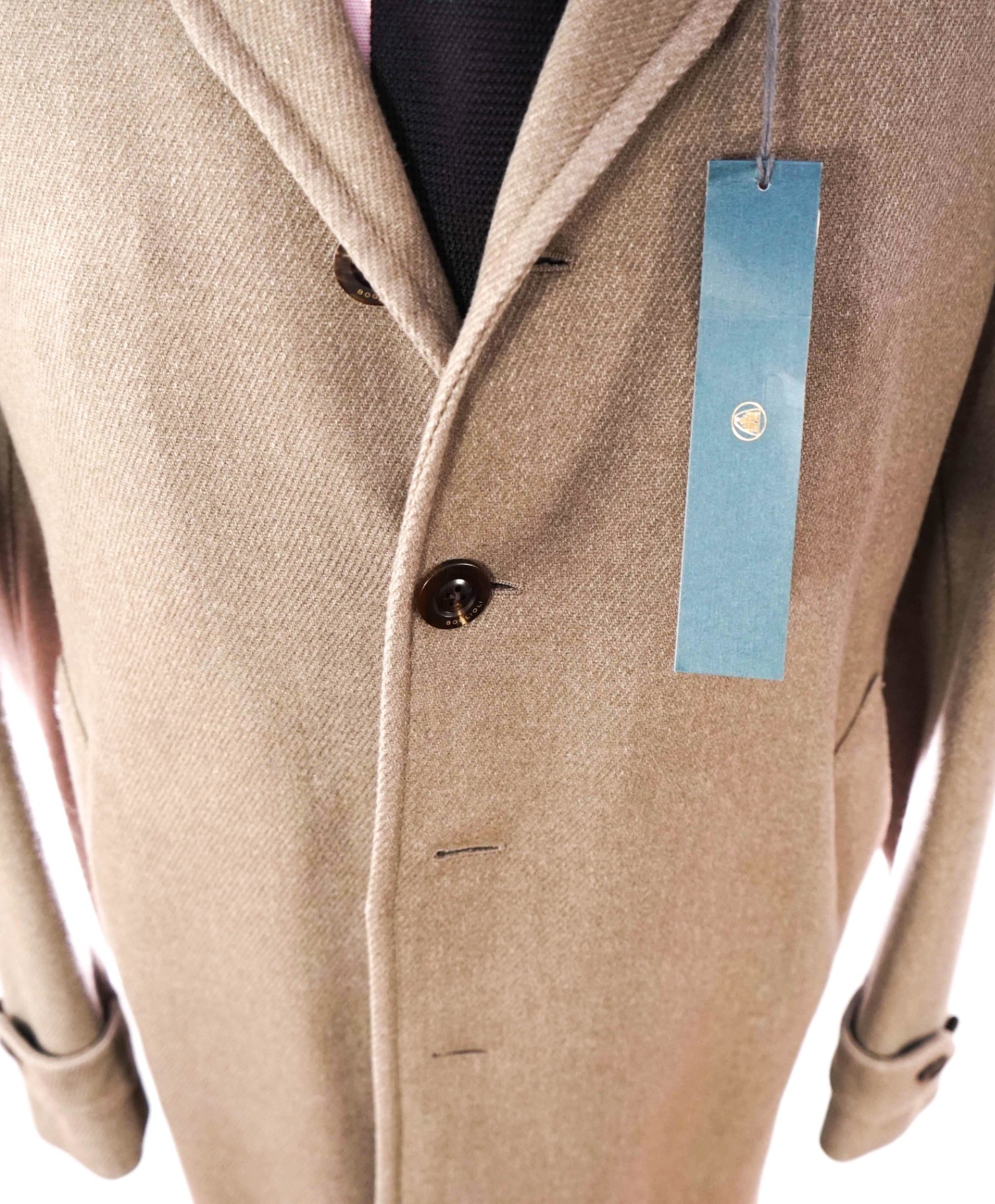 $1,595 BOGLIOLI - Tan Twill Wool Overcoat - 42R