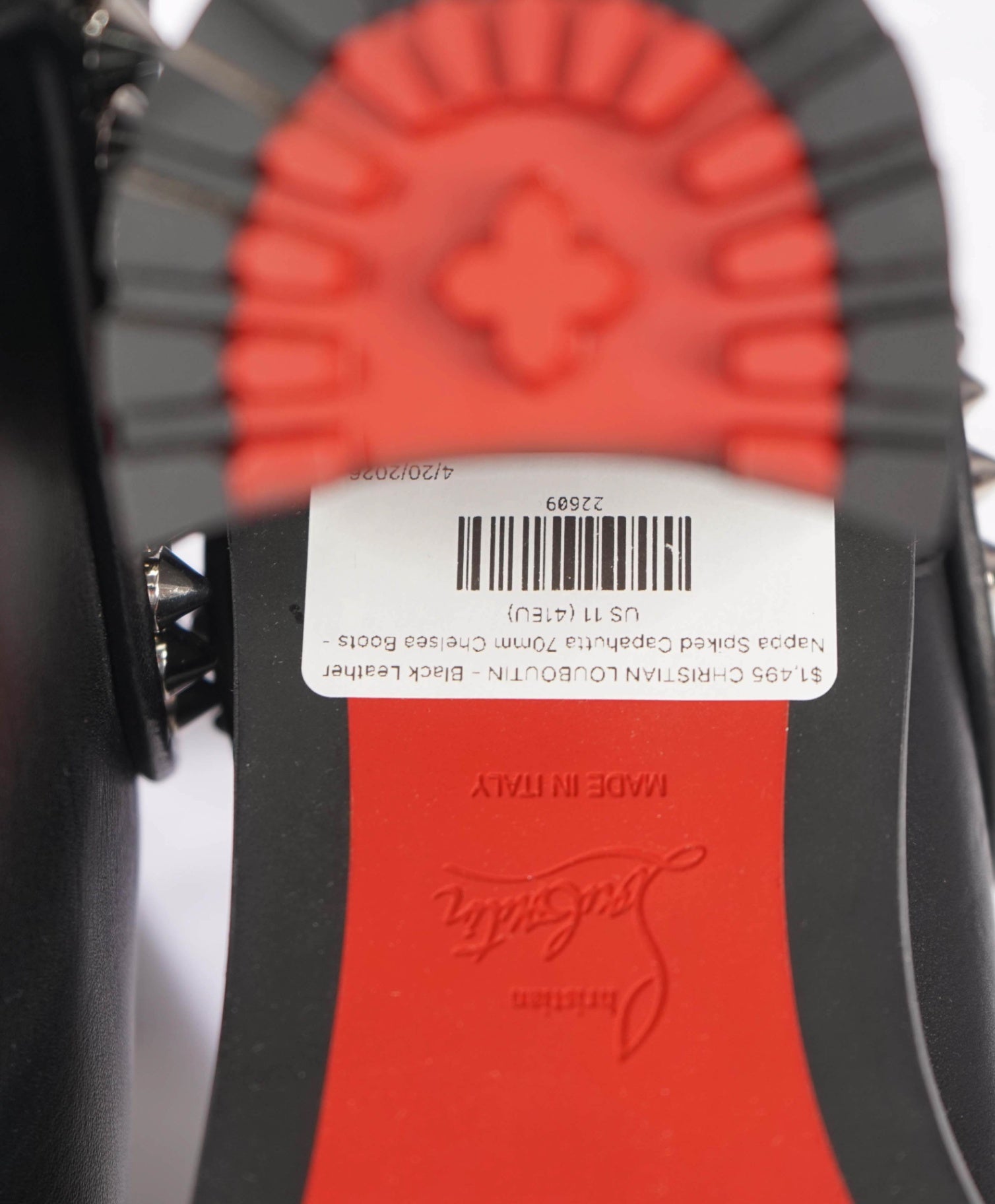 $1,495 CHRISTIAN LOUBOUTIN - Black Leather Nappa Spiked Capahutta 70mm Chelsea Boots - US 11 (41EU)