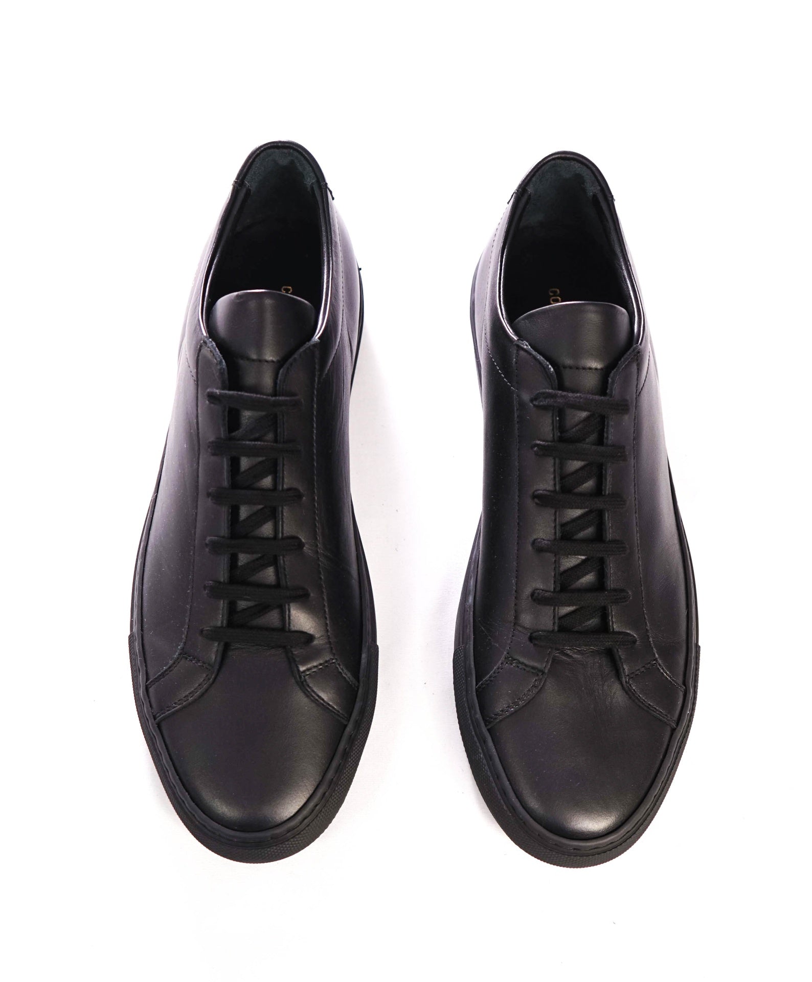 $440 COMMON PROJECTS - "ACHILLES" Black Leather Sneakers - US 10 (43EU)