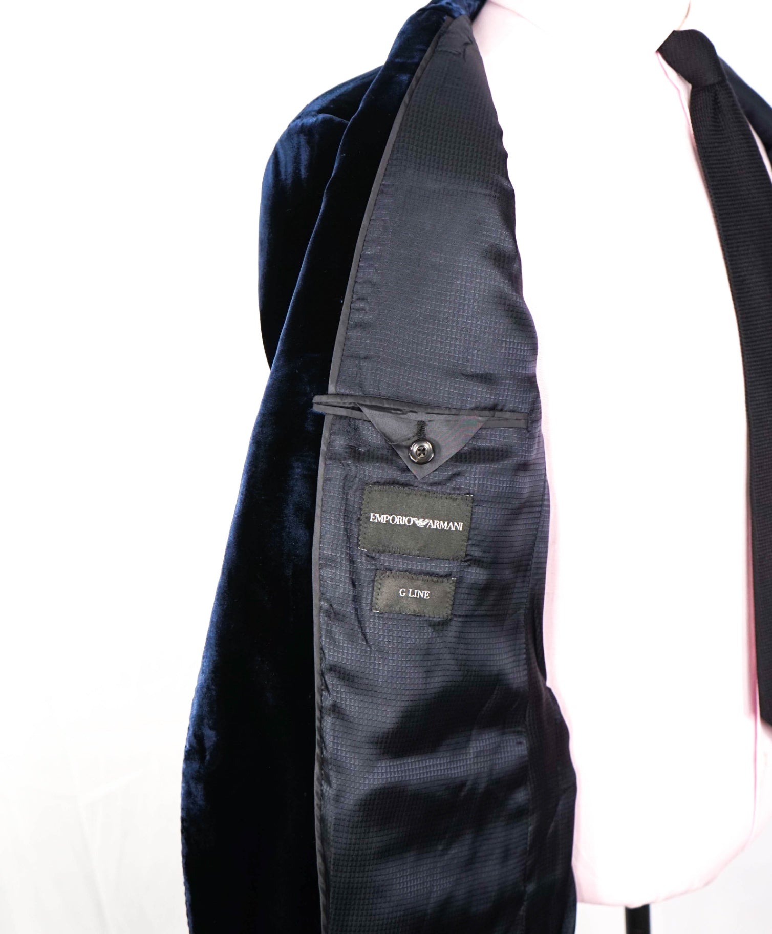 $2,995 EMPORIO ARMANI - Navy Blue Velvet "G LINE" Blazer - 40R