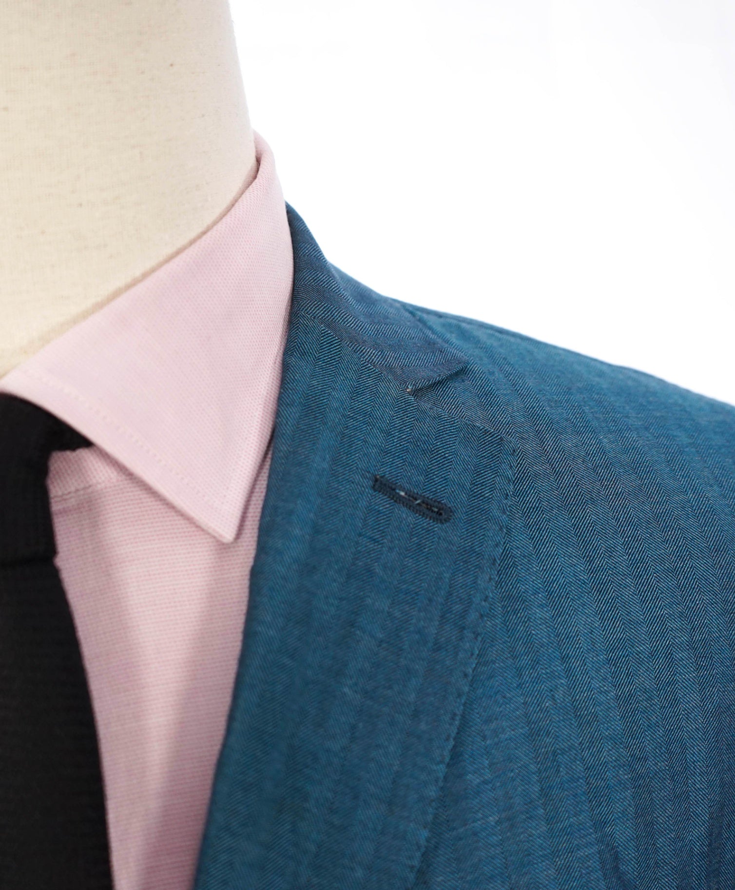 $3,490 ZEGNA - Blue Herringbone 65% Cashmere/Silk Blazer - 52R US