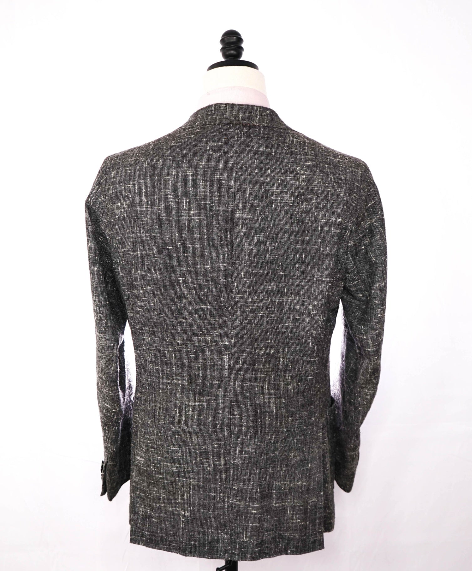 $4,500 ISAIA - Gray Wool/Silk/Cotton Fleck White Gray Blazer - 40R