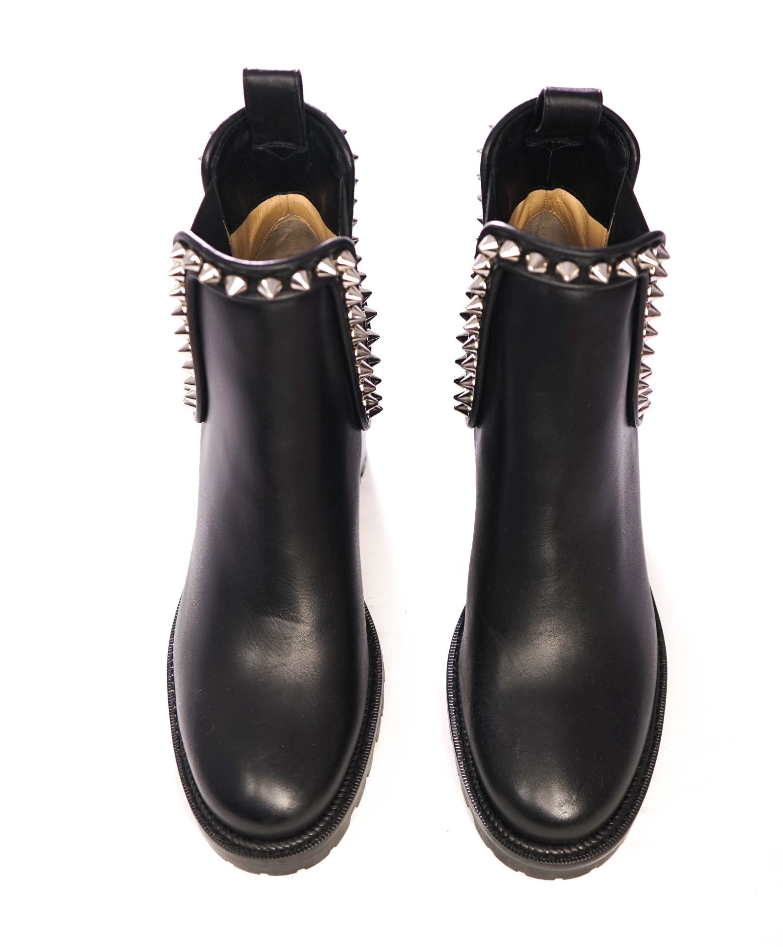 $1,495 CHRISTIAN LOUBOUTIN - Black Leather Nappa Spiked Capahutta 70mm Chelsea Boots - US 11 (41EU)
