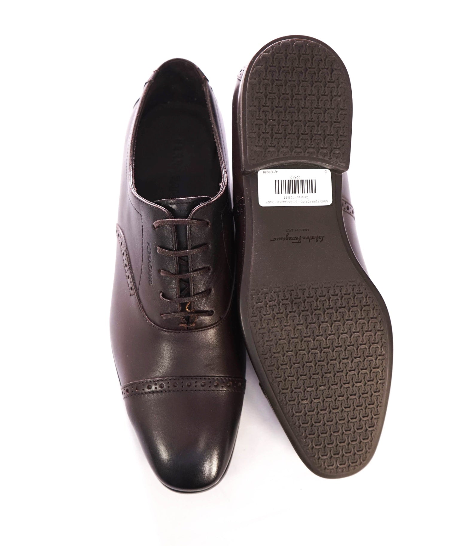 $950 FERRAGAMO - Brown Leather "RILEY" Oxfords - 10.5 EE