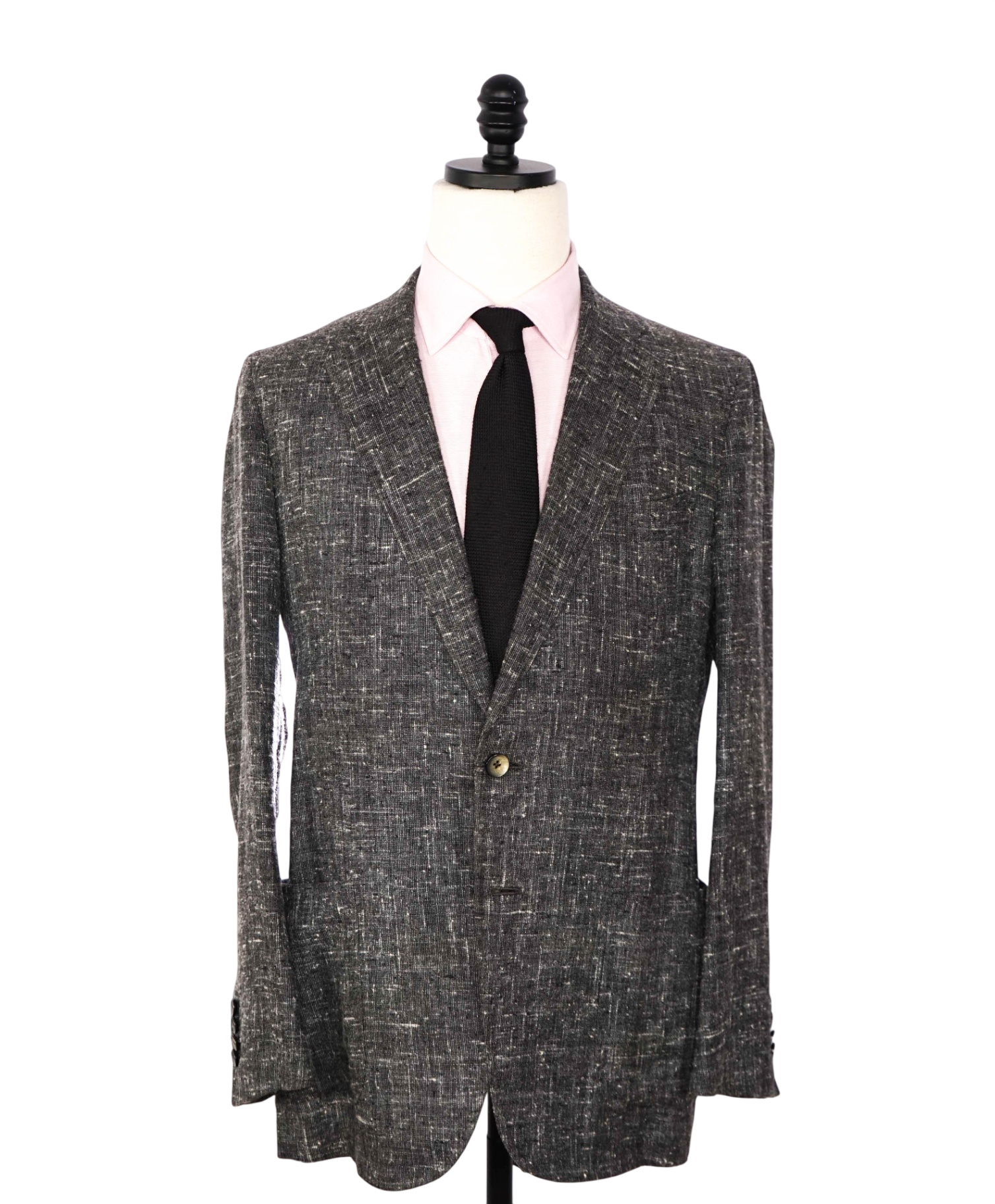 $4,500 ISAIA - Gray Wool/Silk/Cotton Fleck White Gray Blazer - 40R