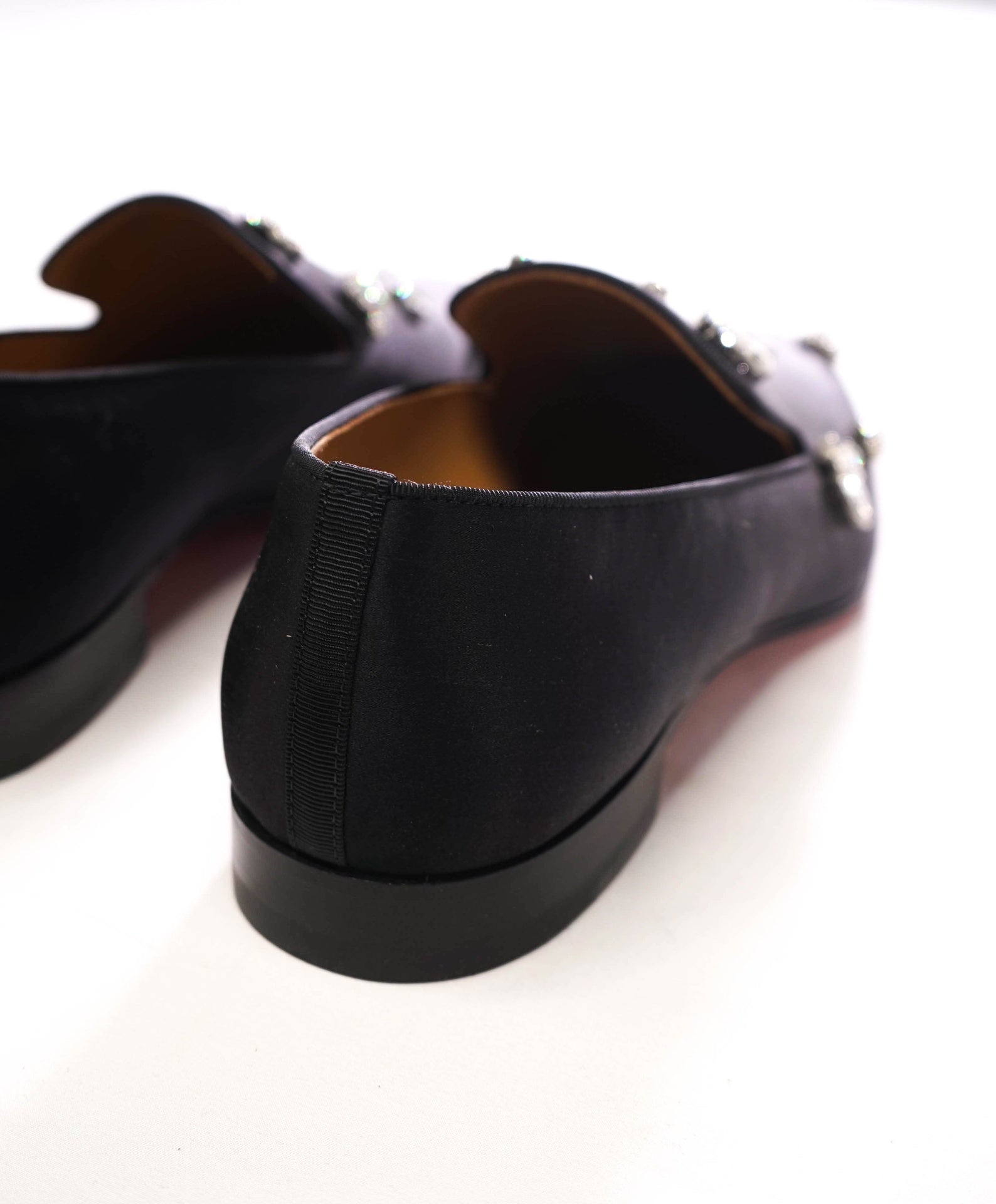 $1,495 LOUBOUTIN - Black Satin "DANDELION QUEENIE" Loafers - US 9 (42EU)